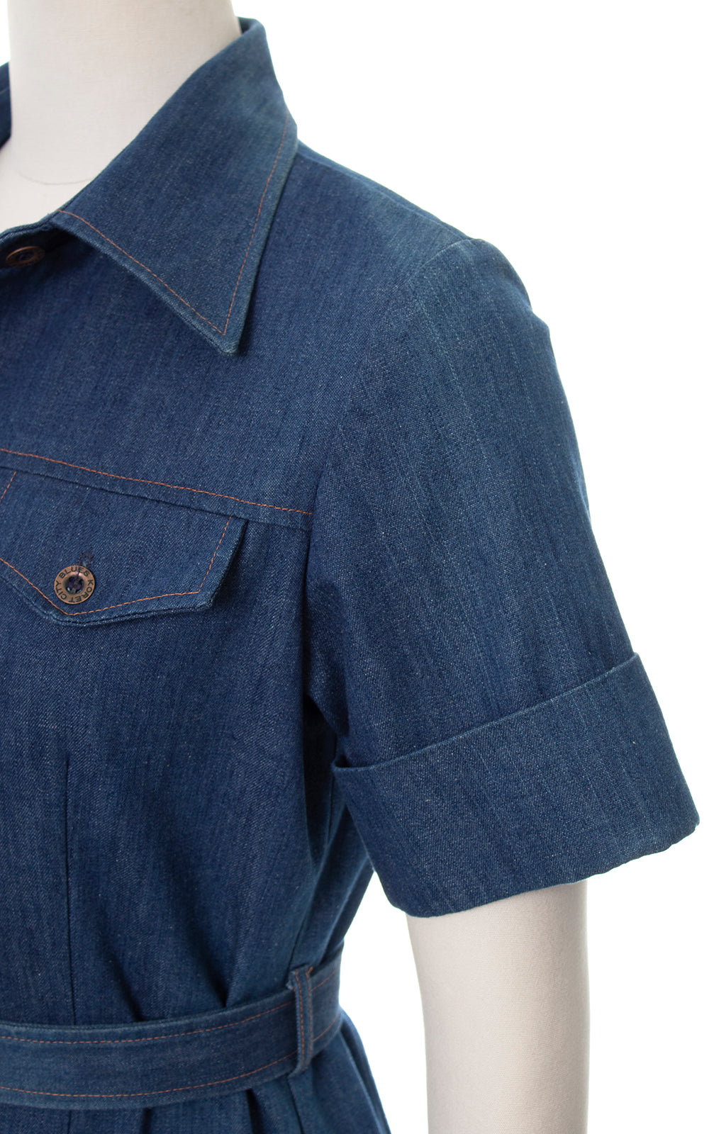 1970s Denim Belted Blouse | medium