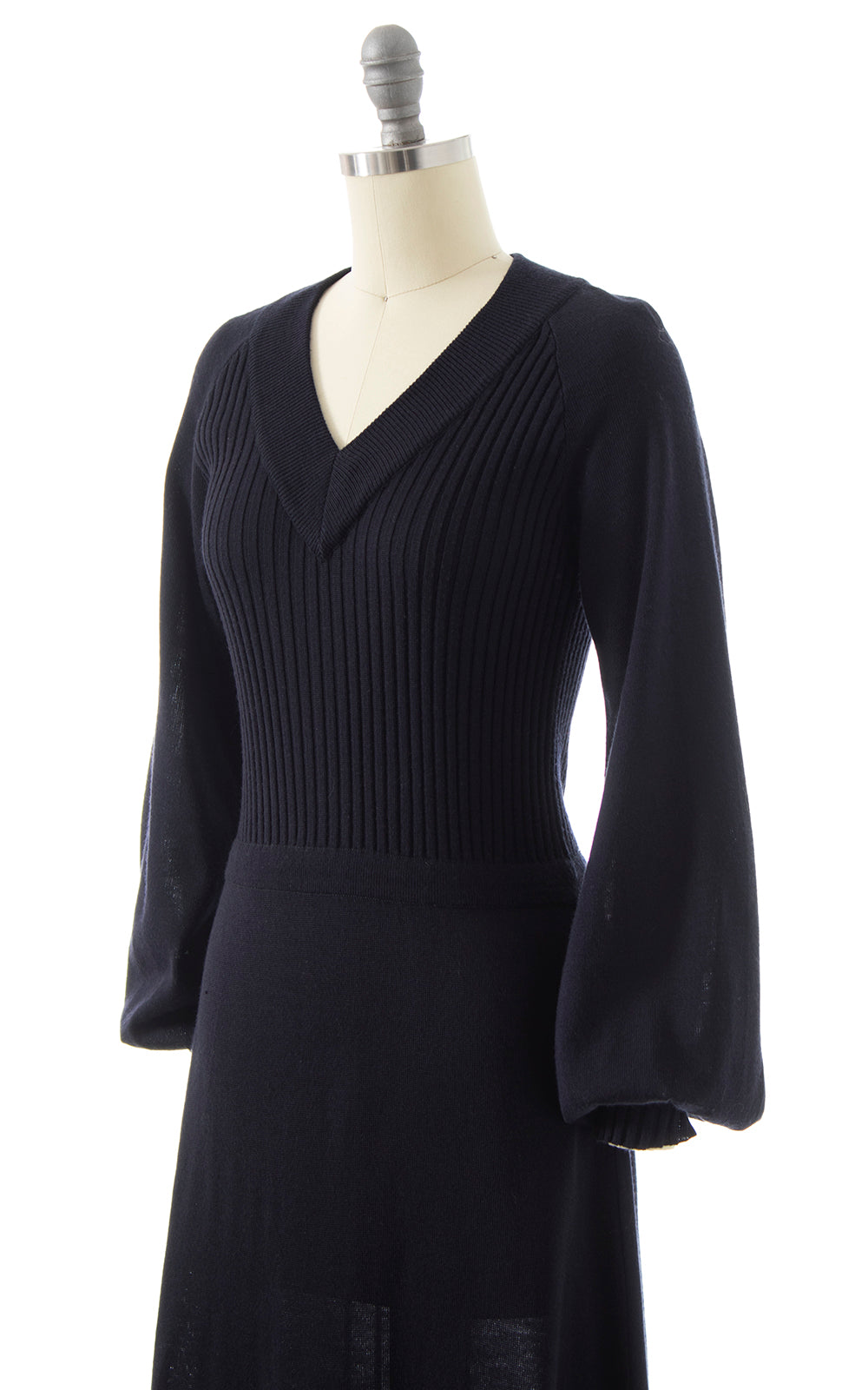 1970s Bishop Sleeve Knit Maxi Dress | x-small/small/medium