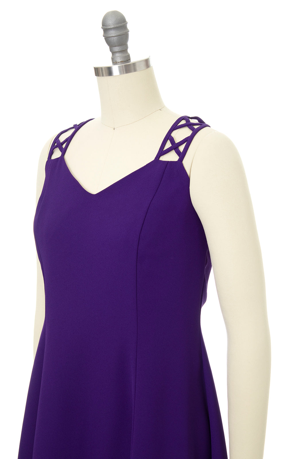 1990s Lattice Straps Purple Mini Dress | small
