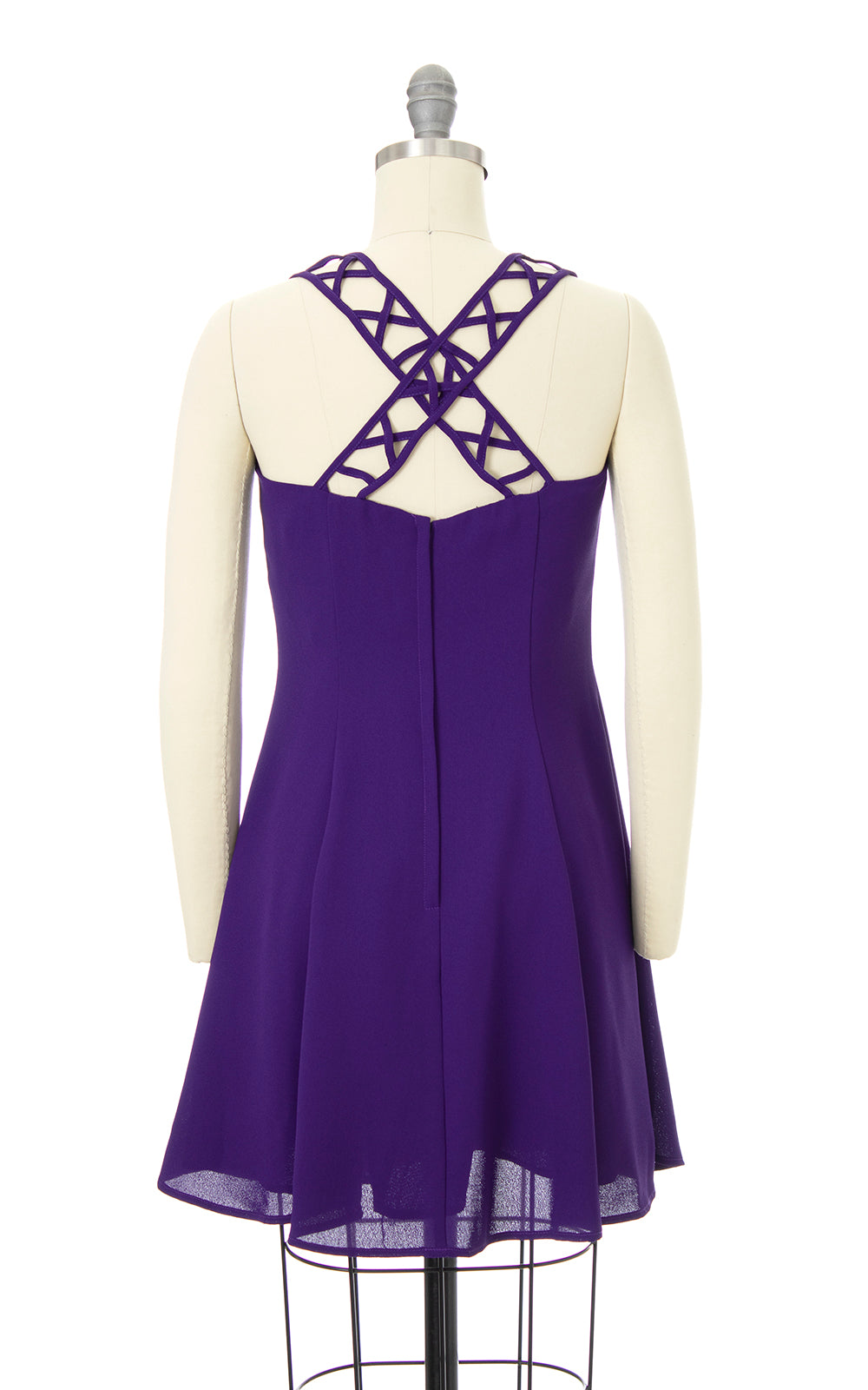 1990s Lattice Straps Purple Mini Dress | small