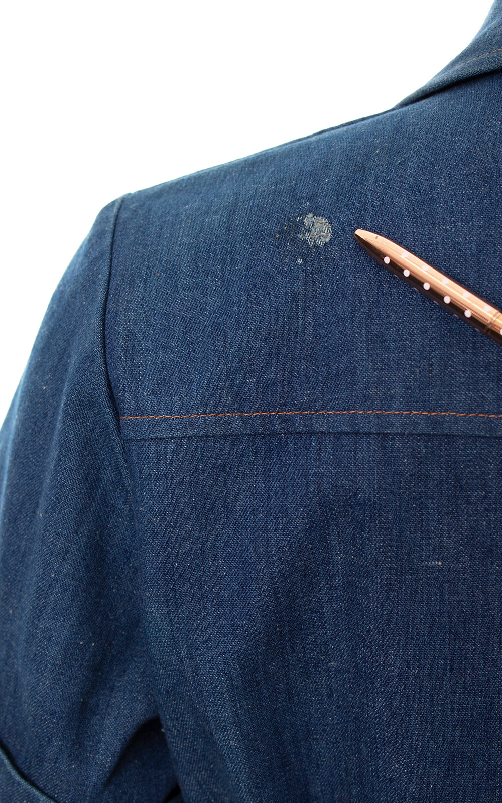 1970s Denim Belted Blouse | medium