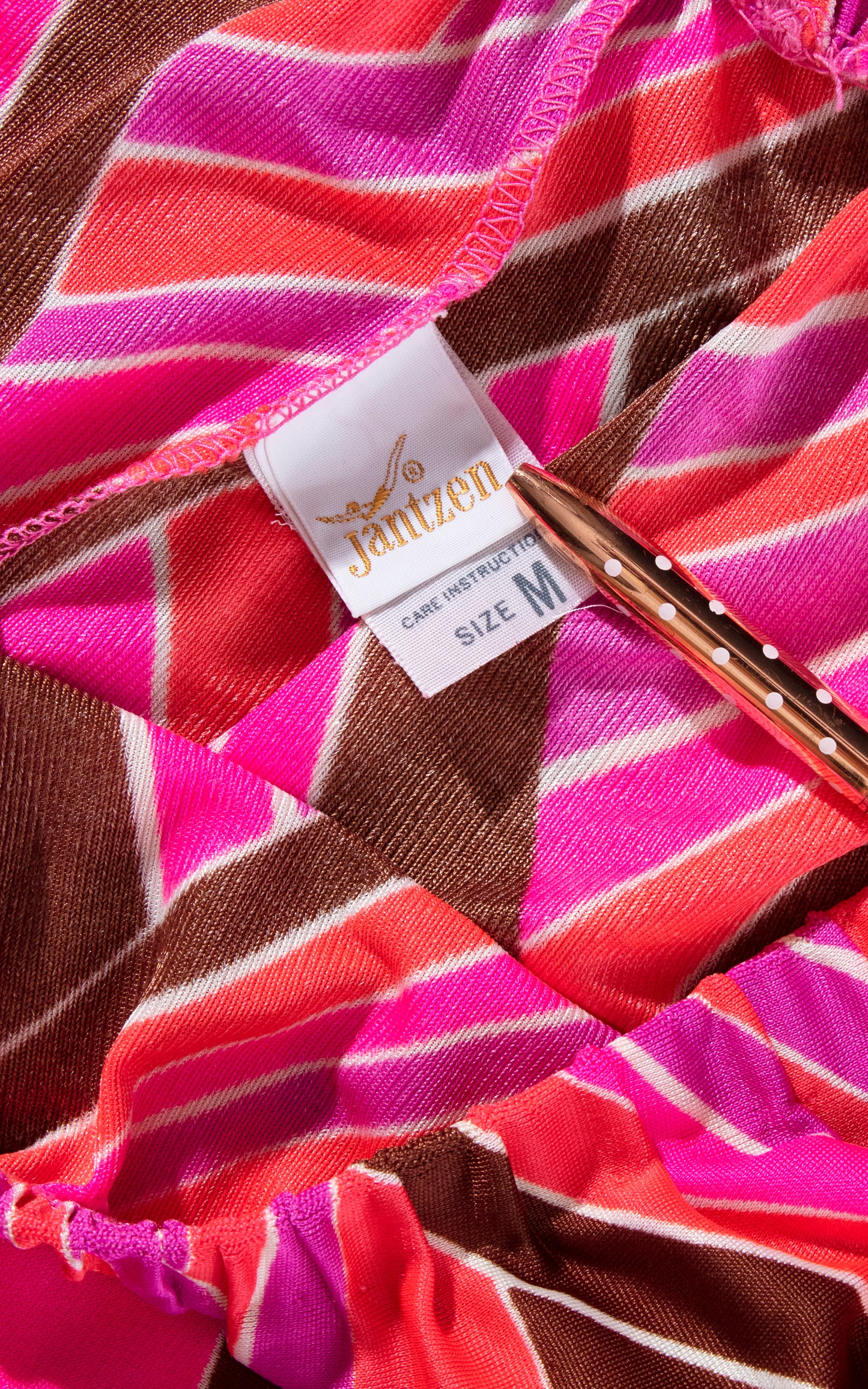 Vintage 70s 1970s JANTZEN Psychedelic Printed Pink Orange Nylon Midi Skirt Swimsuit Coverup Birthday Life Vintage