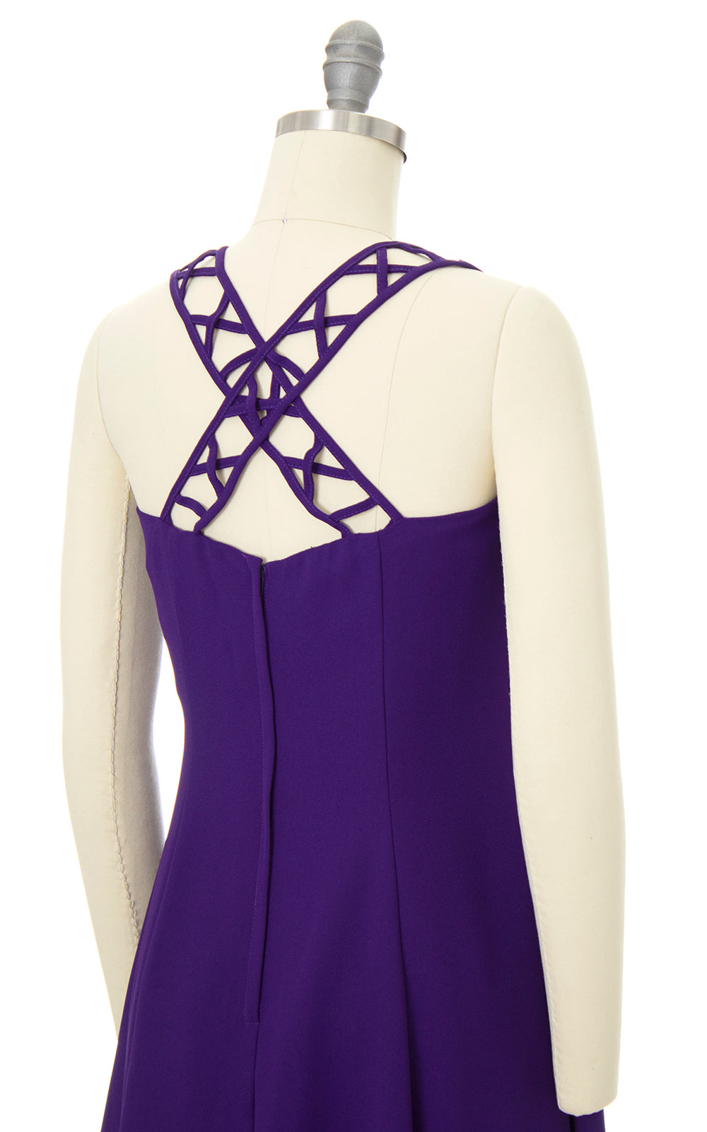 1990s Lattice Straps Purple Mini Dress | small