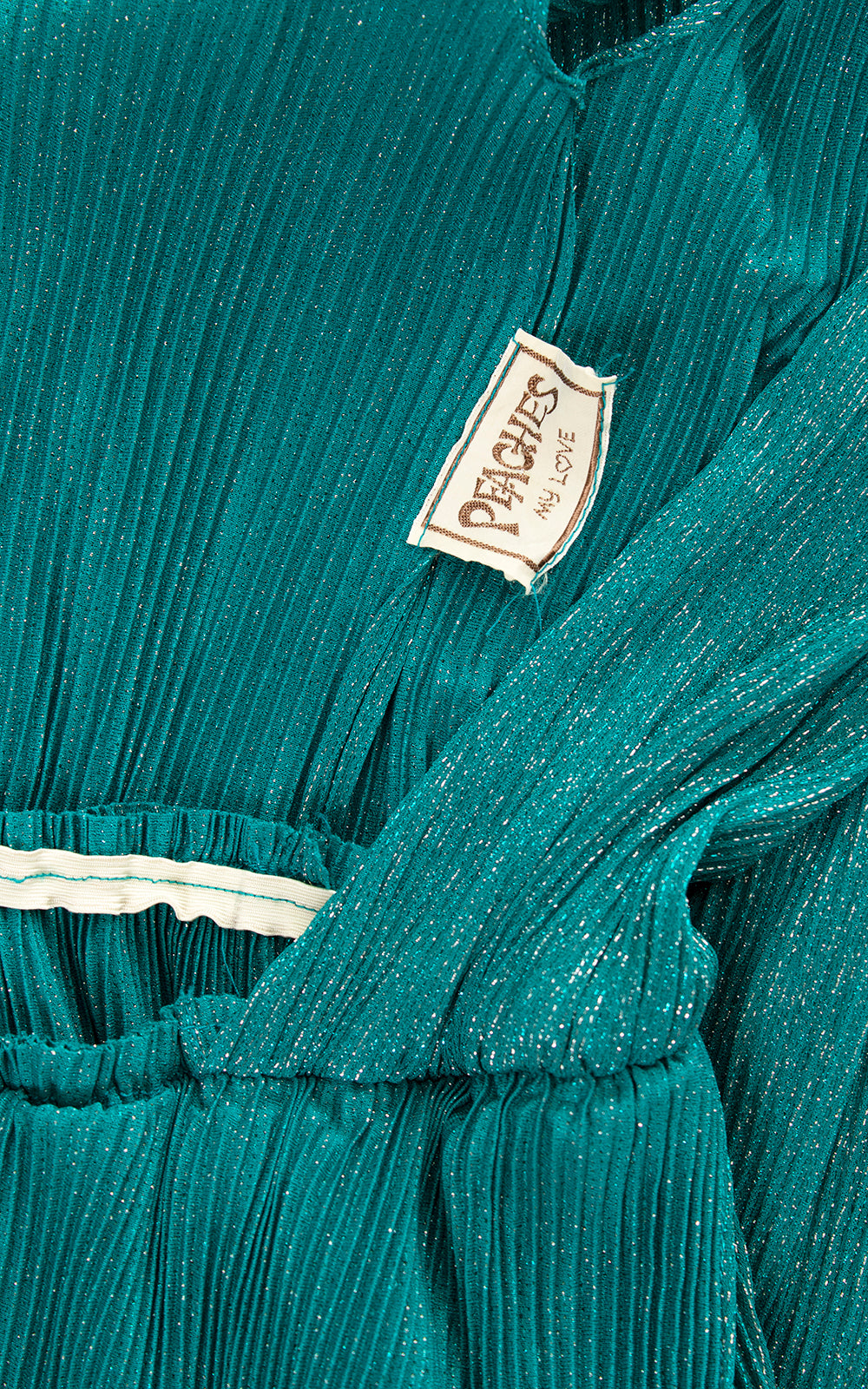 1970s Metallic Green Plissé Dress | x-small/small/medium