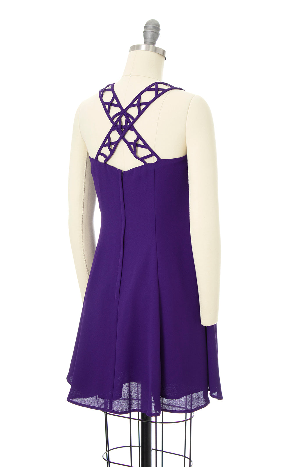 1990s Lattice Straps Purple Mini Dress | small