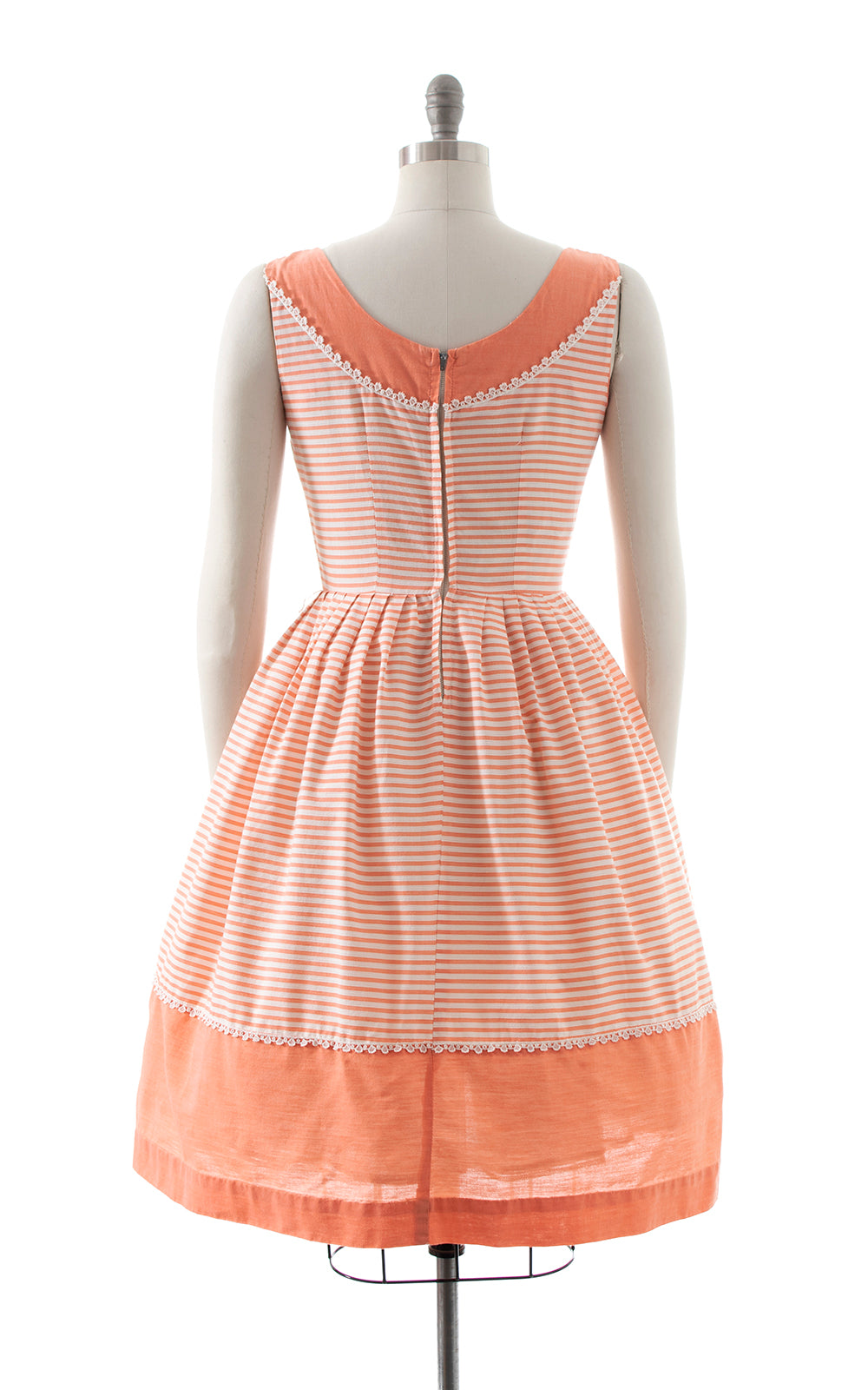 1950s Peach Striped Cotton Sundress | small