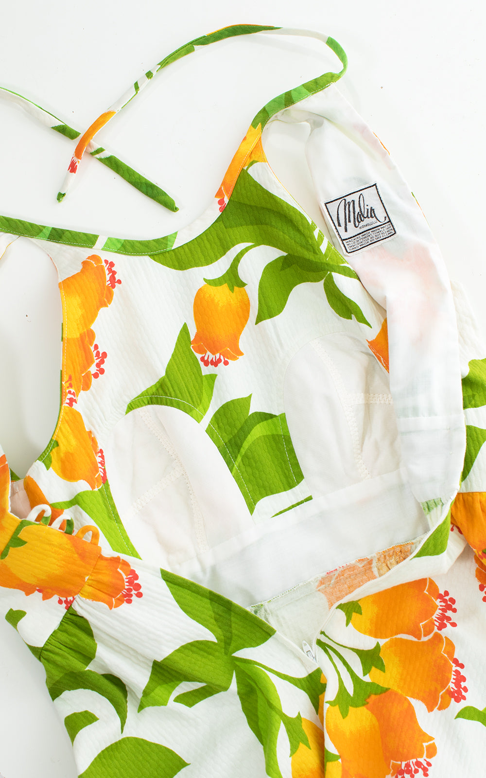 1970s Malia Hawaiian Floral Cotton Maxi Dress