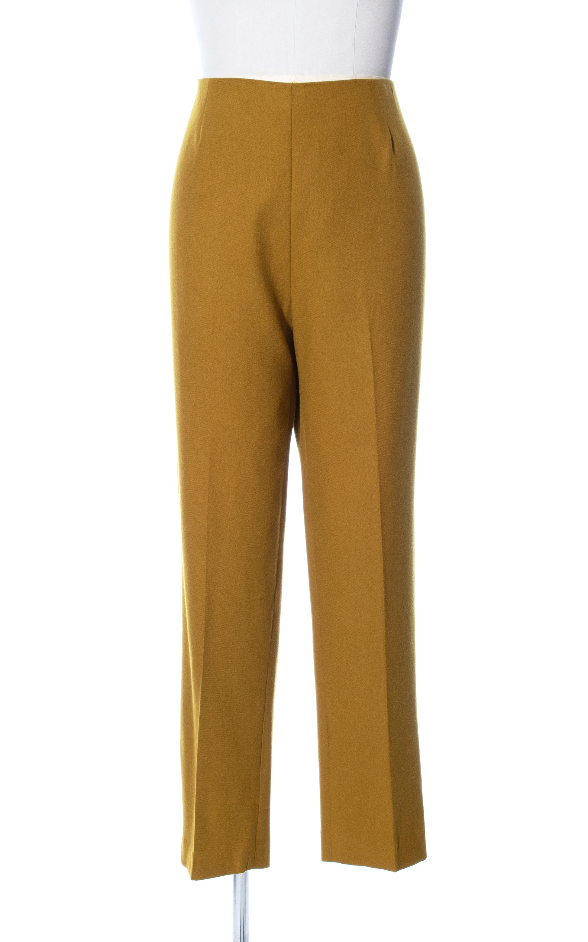 Vintage 60s 1960s Mustard Yellow Wool Twill High Waisted Pants Birthday Life Vintage