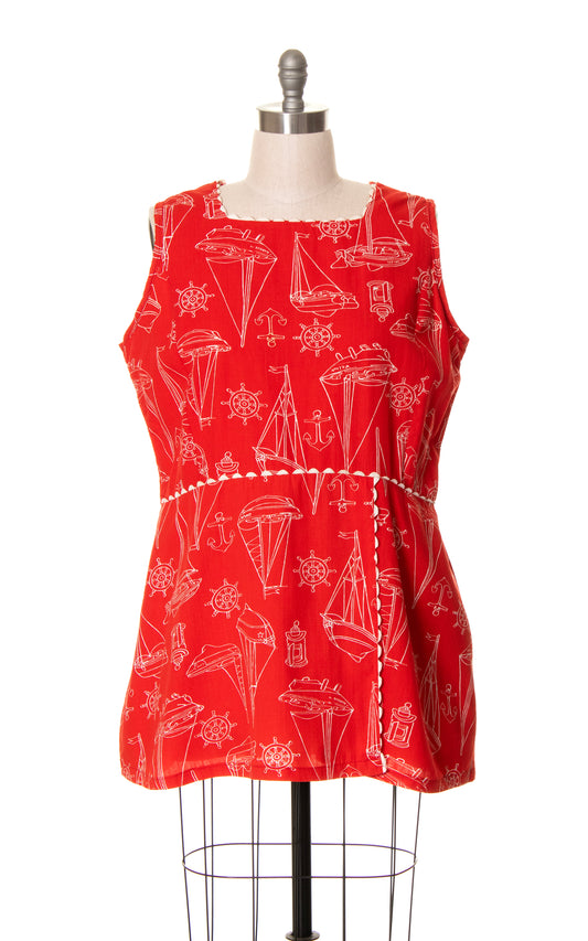 1960s Nautical Novelty Print Playsuit | x-large