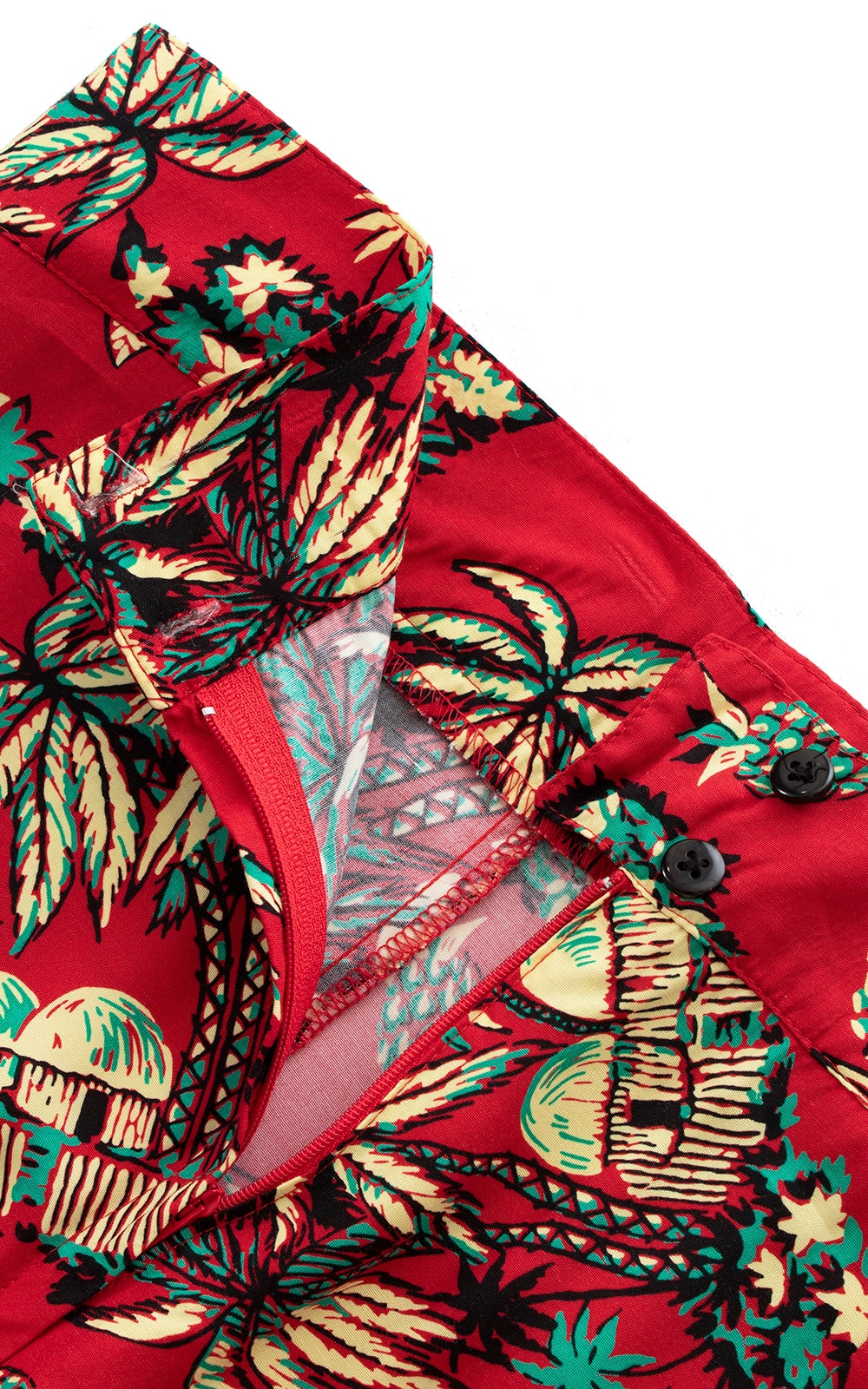 1980s does 1940s Tropical Novelty Print Cold Rayon Pants | medium