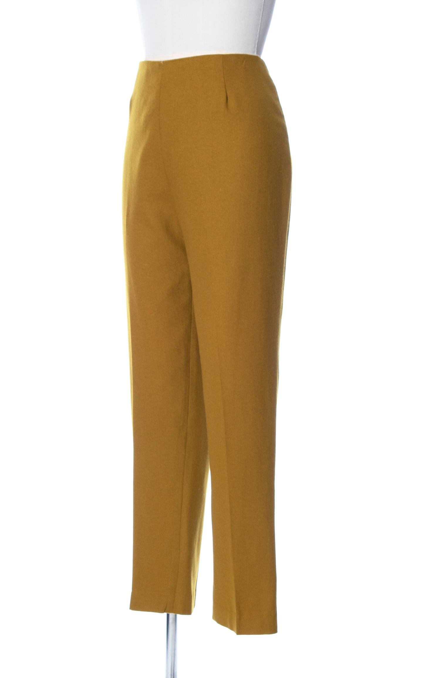 Vintage 60s 1960s Mustard Yellow Wool Twill High Waisted Pants Birthday Life Vintage