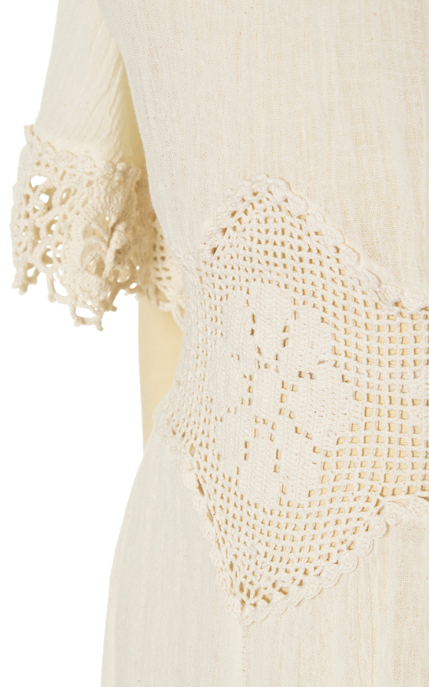 1970s Crochet & Cotton Gauze Dress | x-small/small