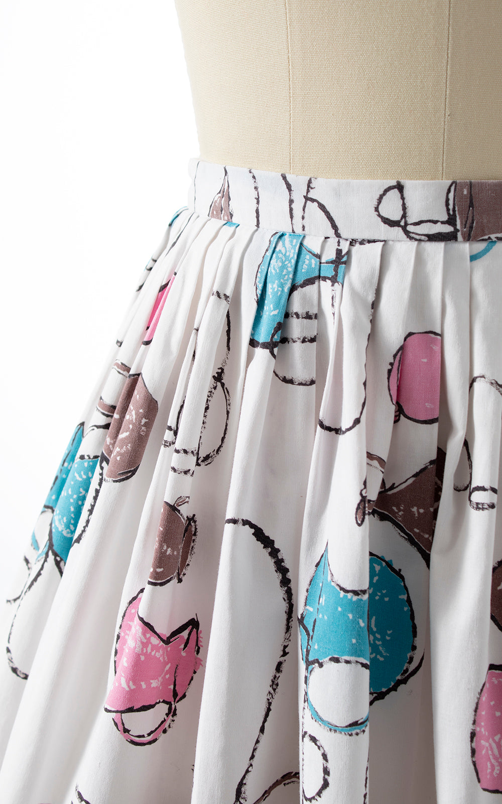 1950s Vases Novelty Print Cotton Skirt | x-small