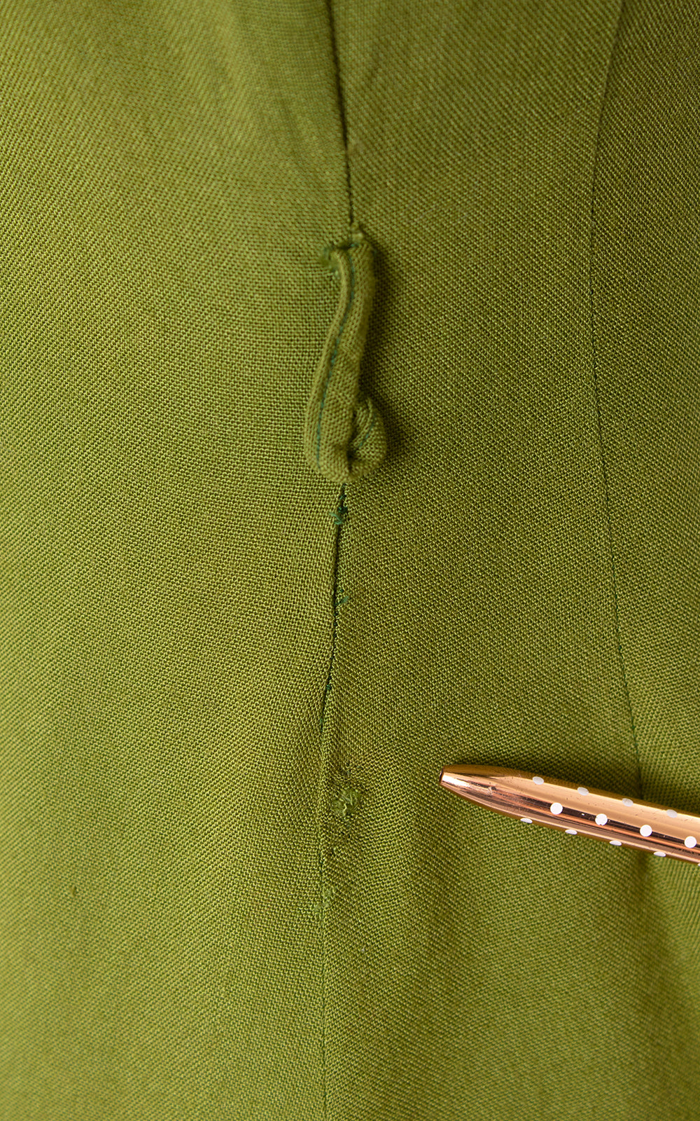 Vintage 1940s 40s Olive Green Linen Shirtwaist Dress Birthday Life Vintage
