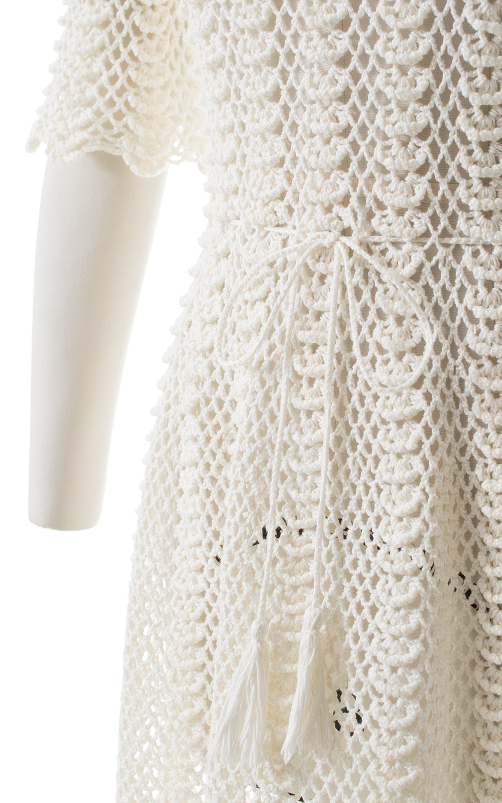 1970s Cream Crochet Dress