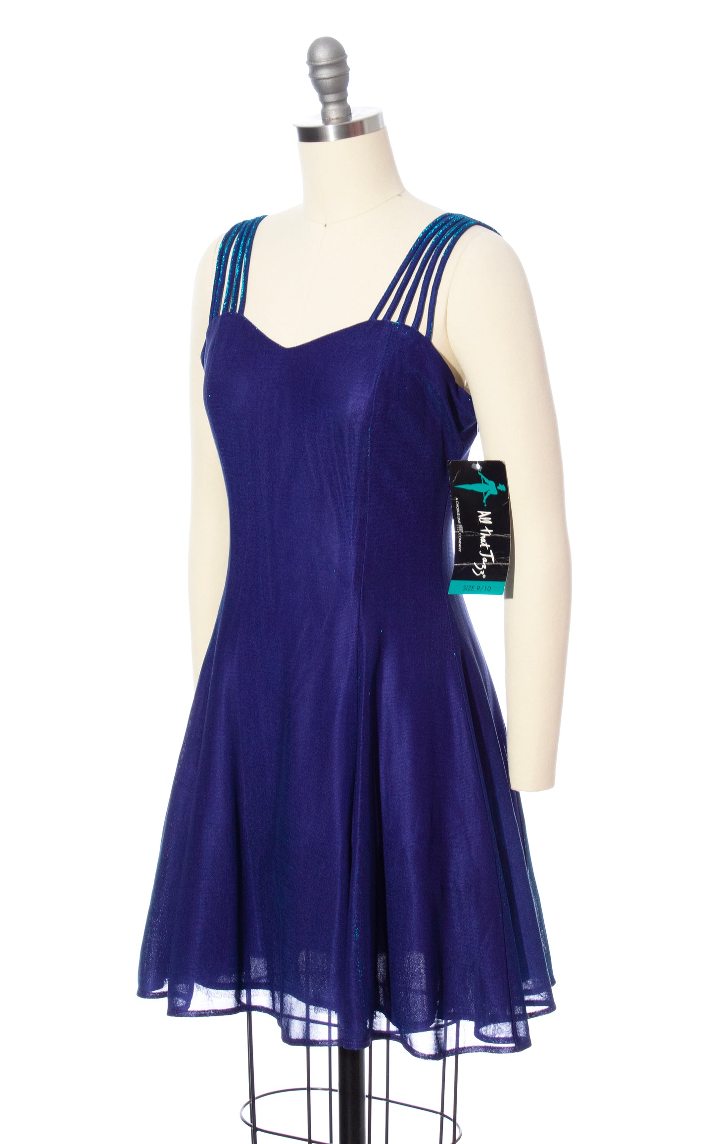 Vintage 90s 1990s DEADSTOCK All That Jazz Iridescent Cage Strap Party Dress Birthday Life Vintage