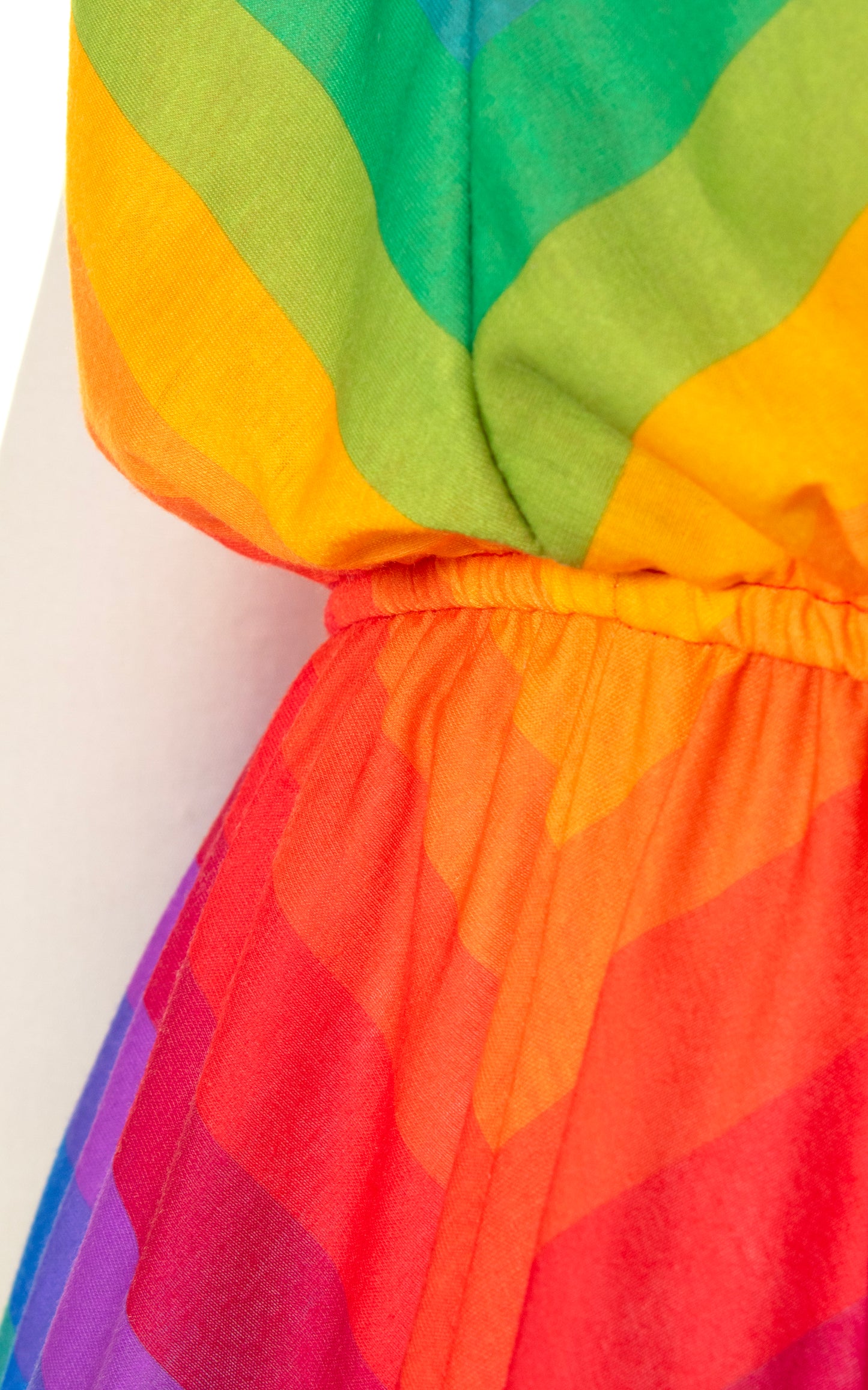 1970s 1980s Chevron Rainbow Sundress with Pockets | small/medium