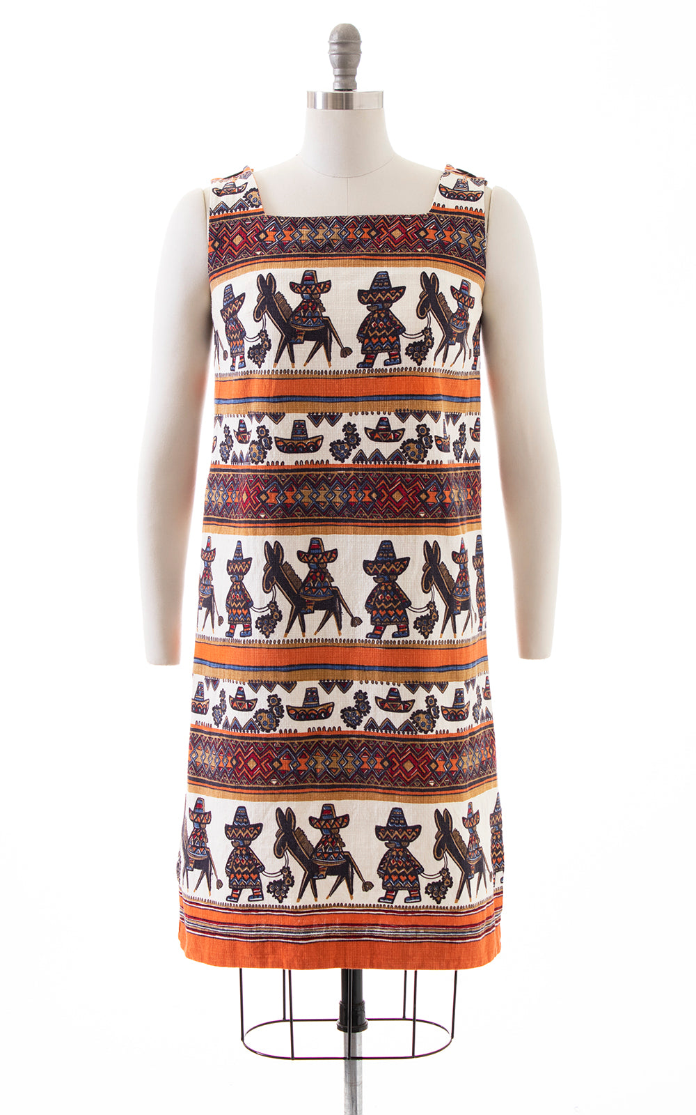 1960s Mexican Novelty Print Shift Dress | small