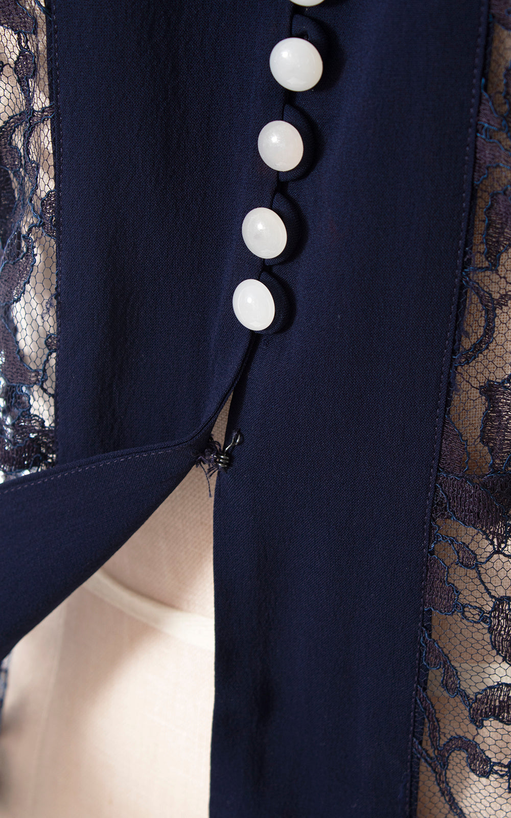 1940s Navy Blue Lace Blouse | large