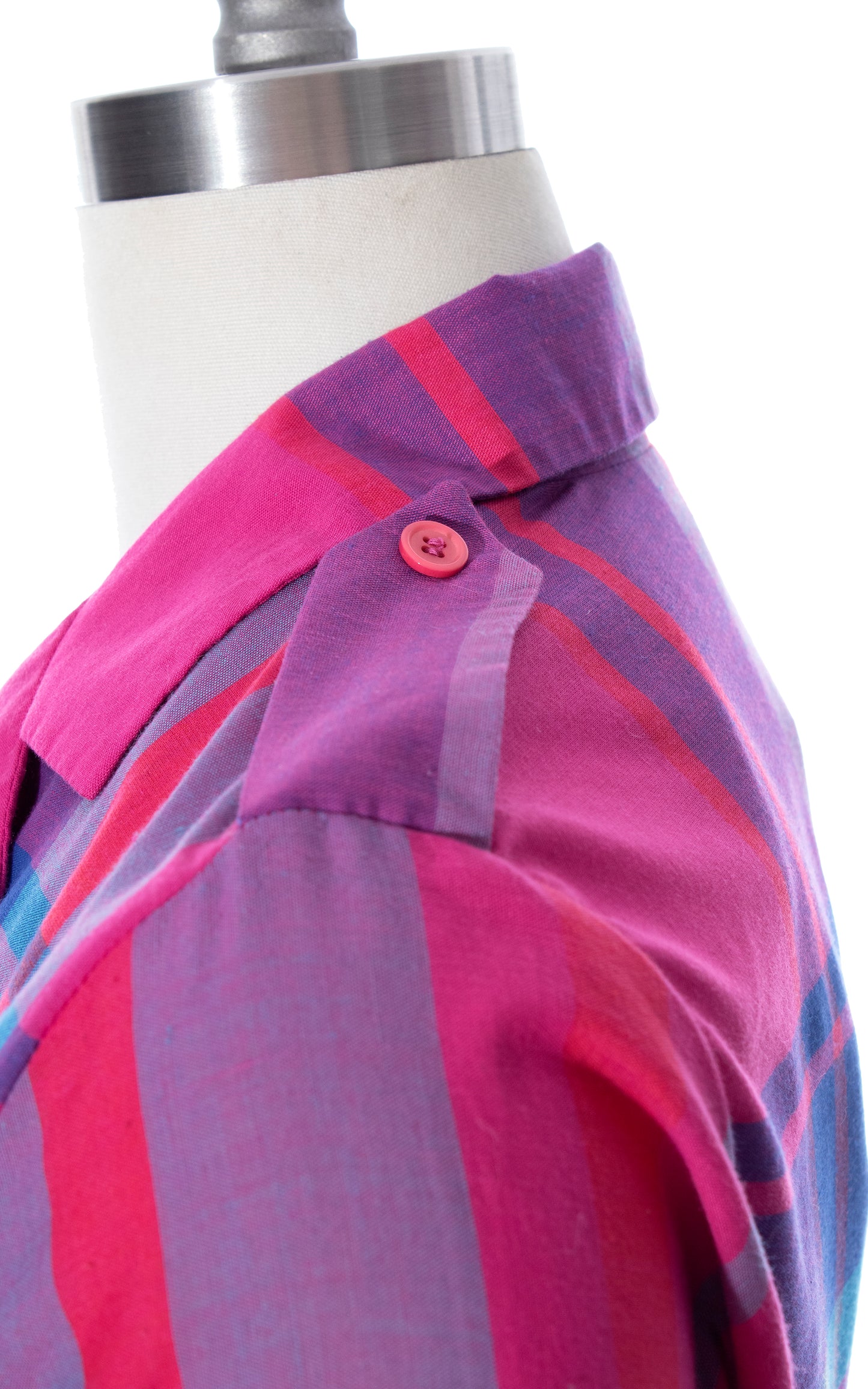Vintage 80s 1980s does 1950s Style Pink Blue Plaid Cotton Day Dress Birthday Life Vintage