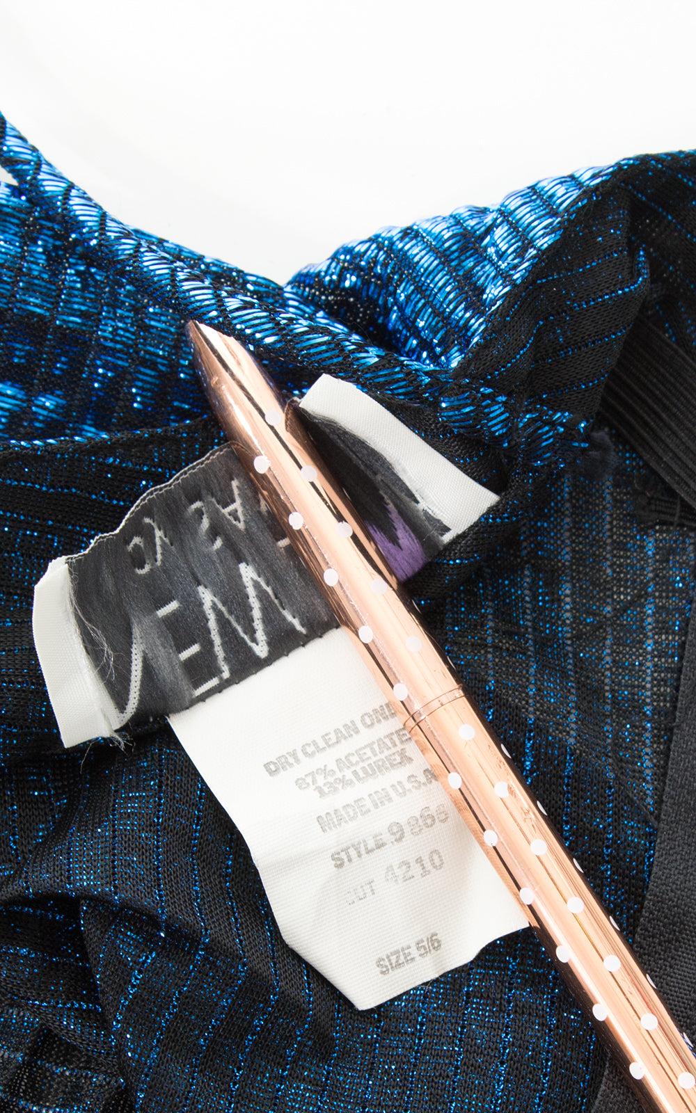 1980s Travilla Style Metallic Blue Party Dress BirthdayLifeVintage