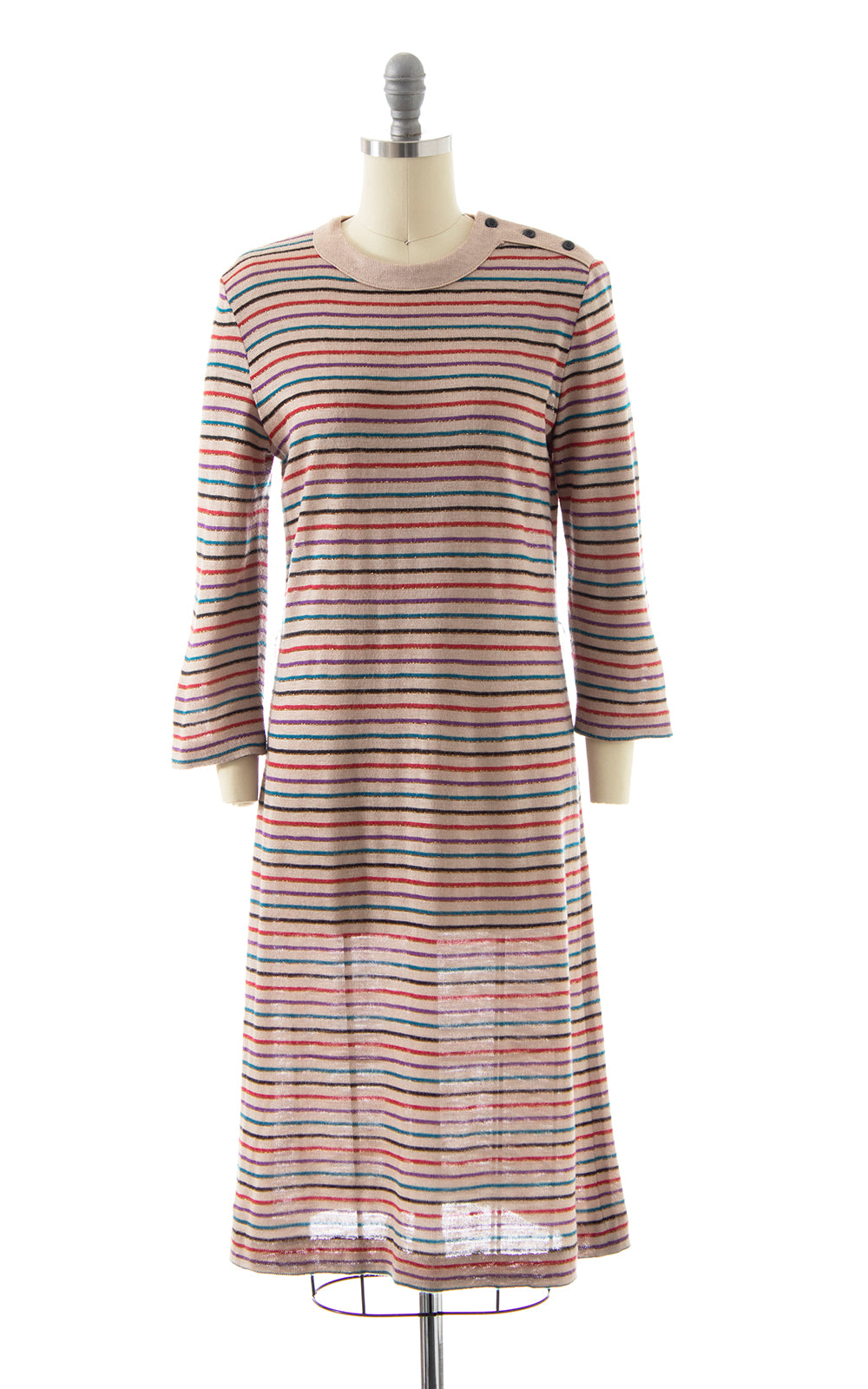 1970s Metallic Striped Sweater Dress | x-small/small