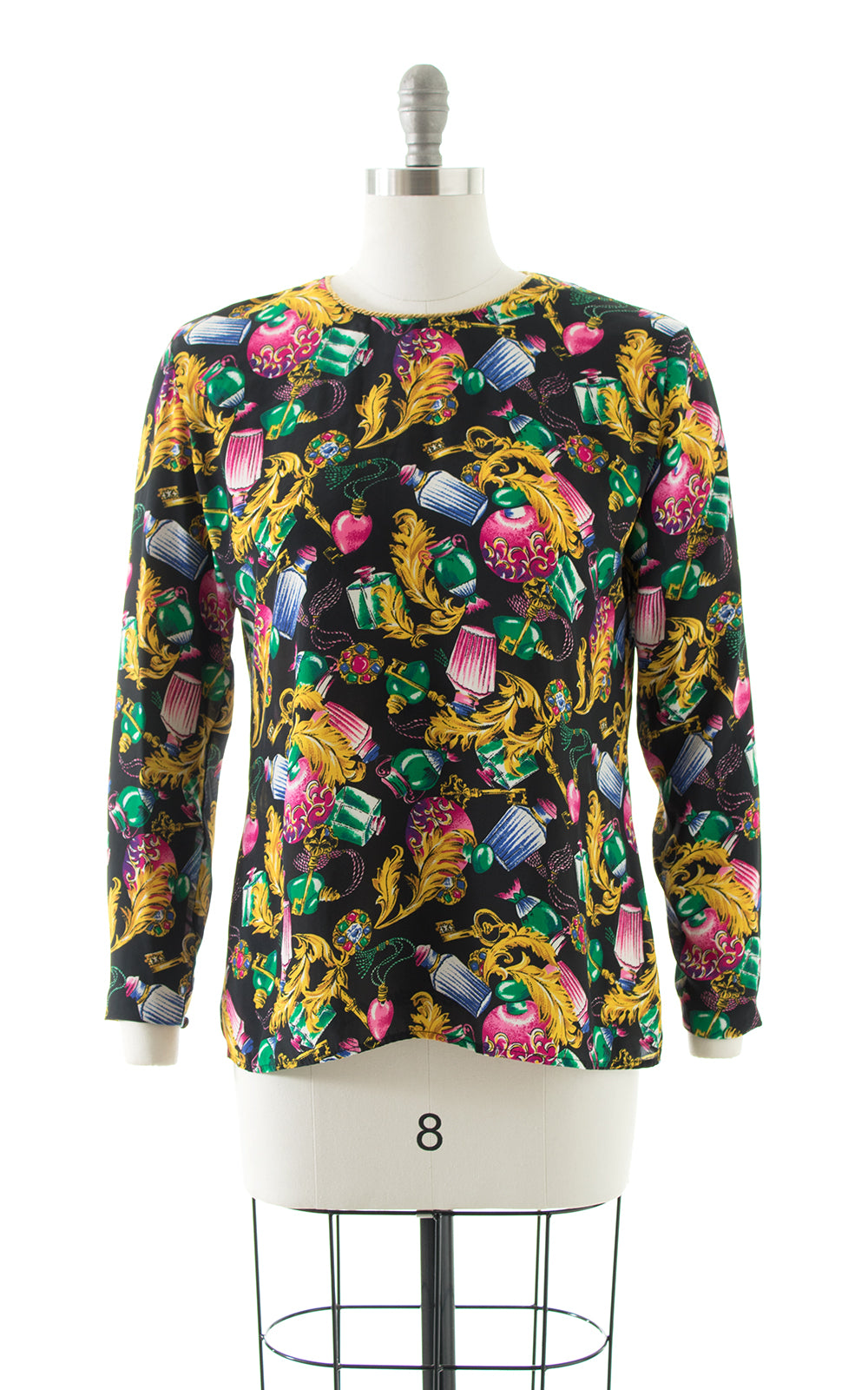 1980s Perfume & Gems Novelty Print Blouse BirthdayLifeVintage