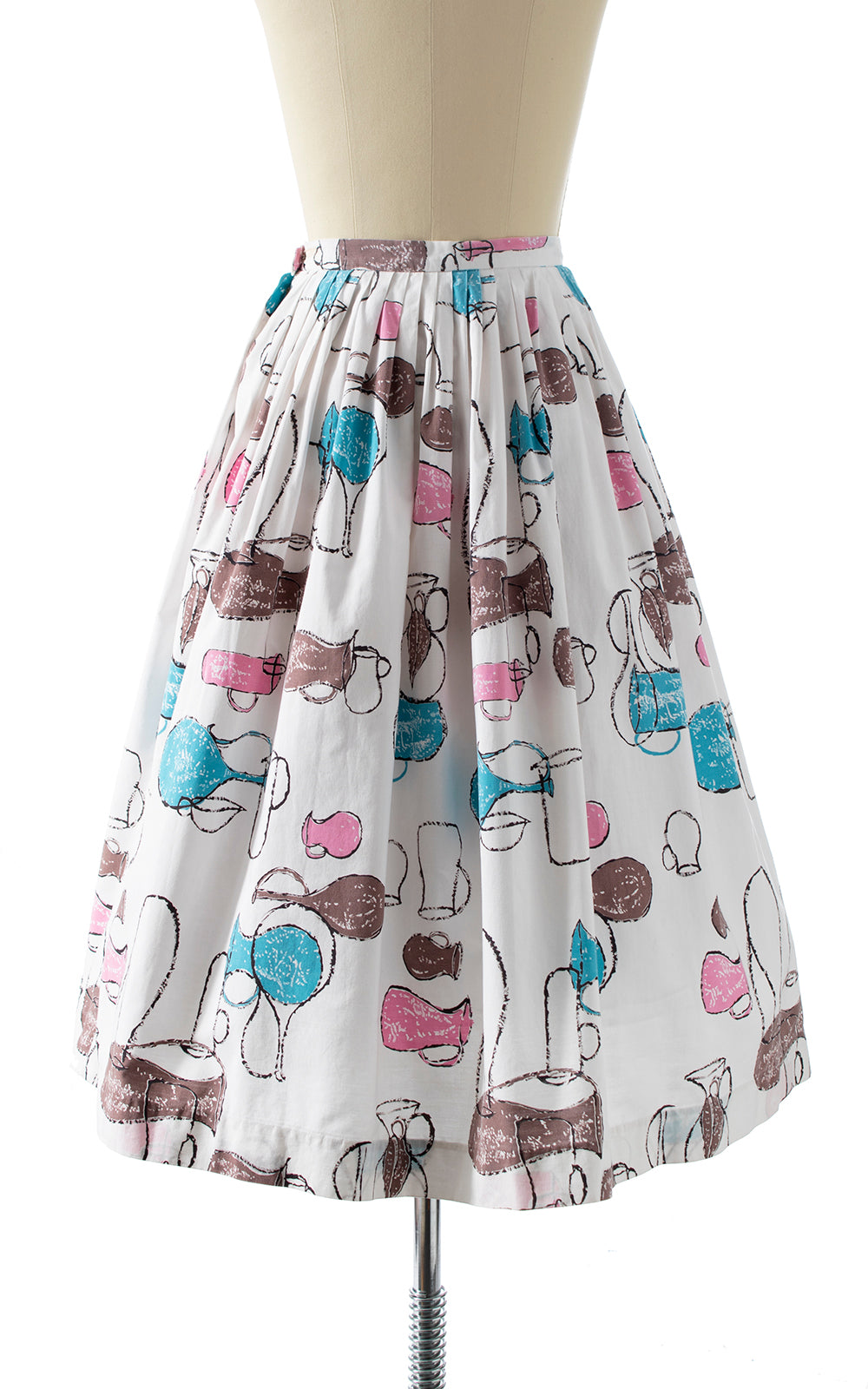 1950s Vases Novelty Print Cotton Skirt | x-small