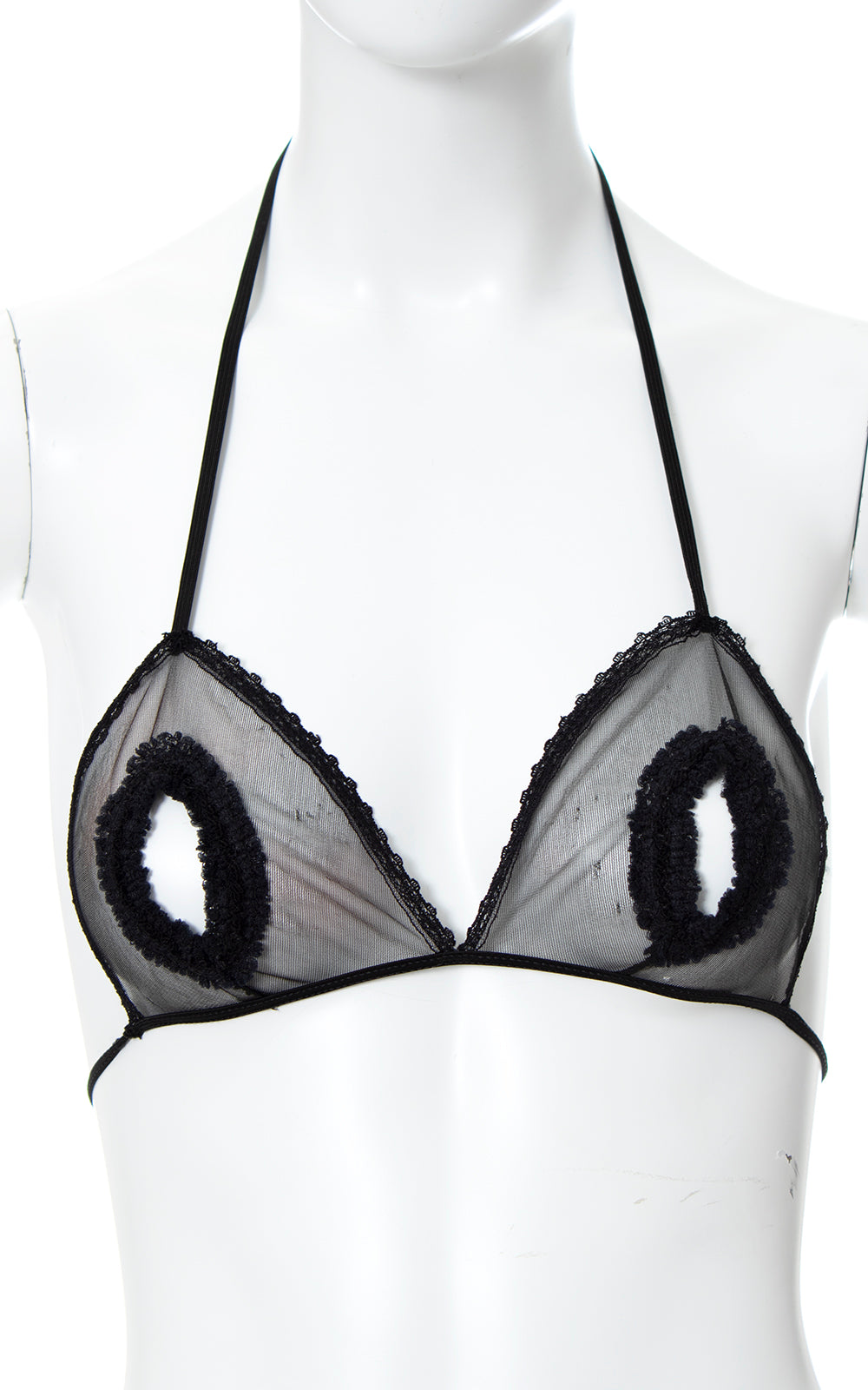 1980s 1990s Ruffled Cutout & Crotchless Black Lingerie Set | x-small/small