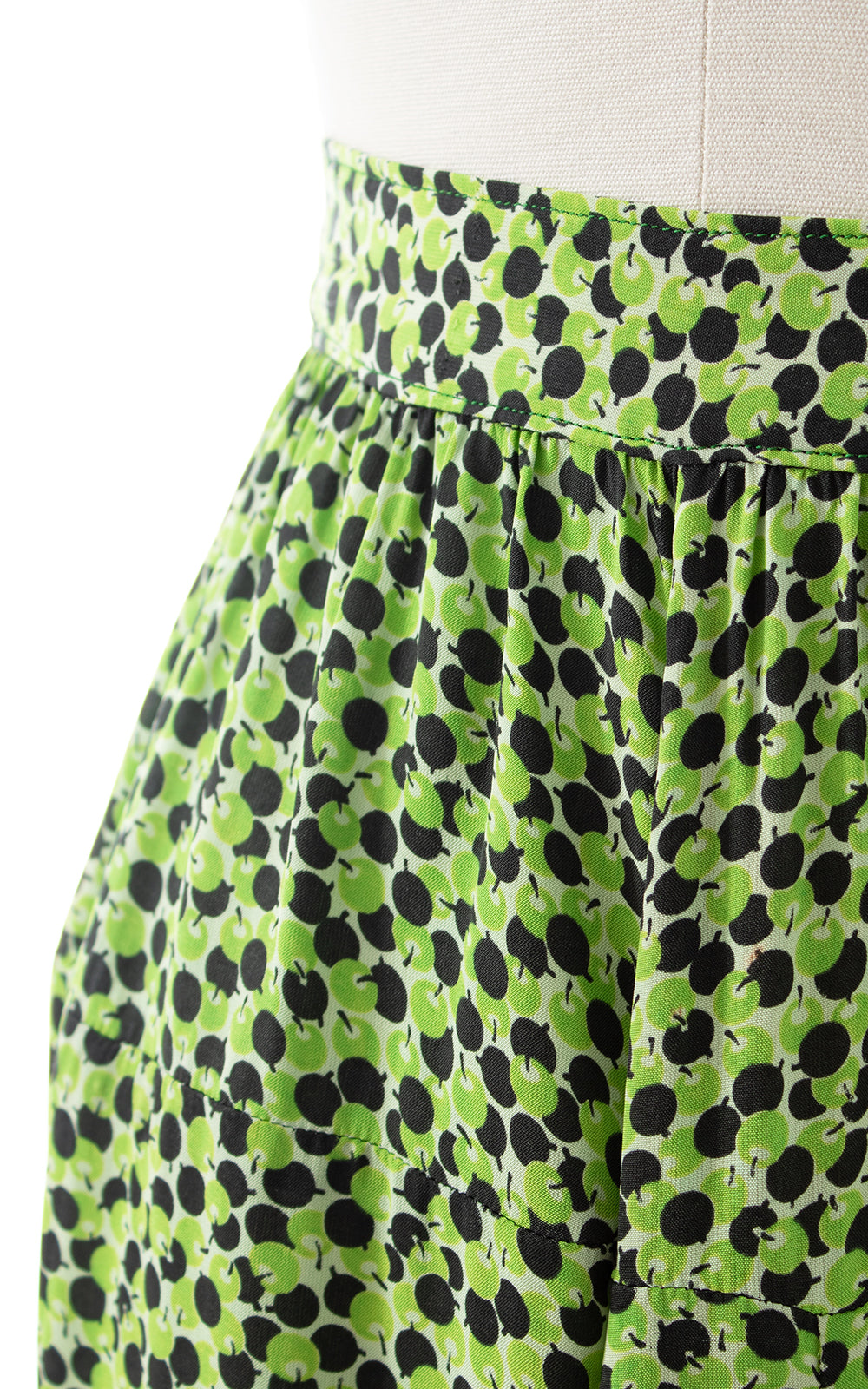 1940s Apples or Olives Novelty Print Rayon Skirt | small/medium
