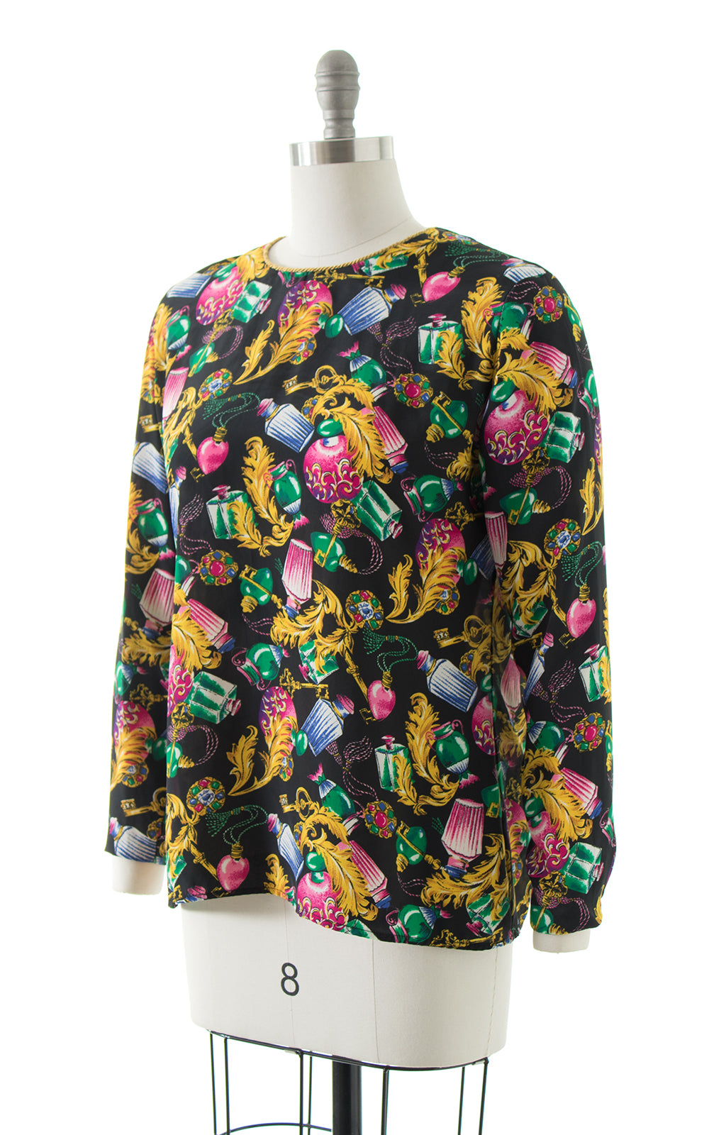 1980s Perfume & Gems Novelty Print Blouse BirthdayLifeVintage