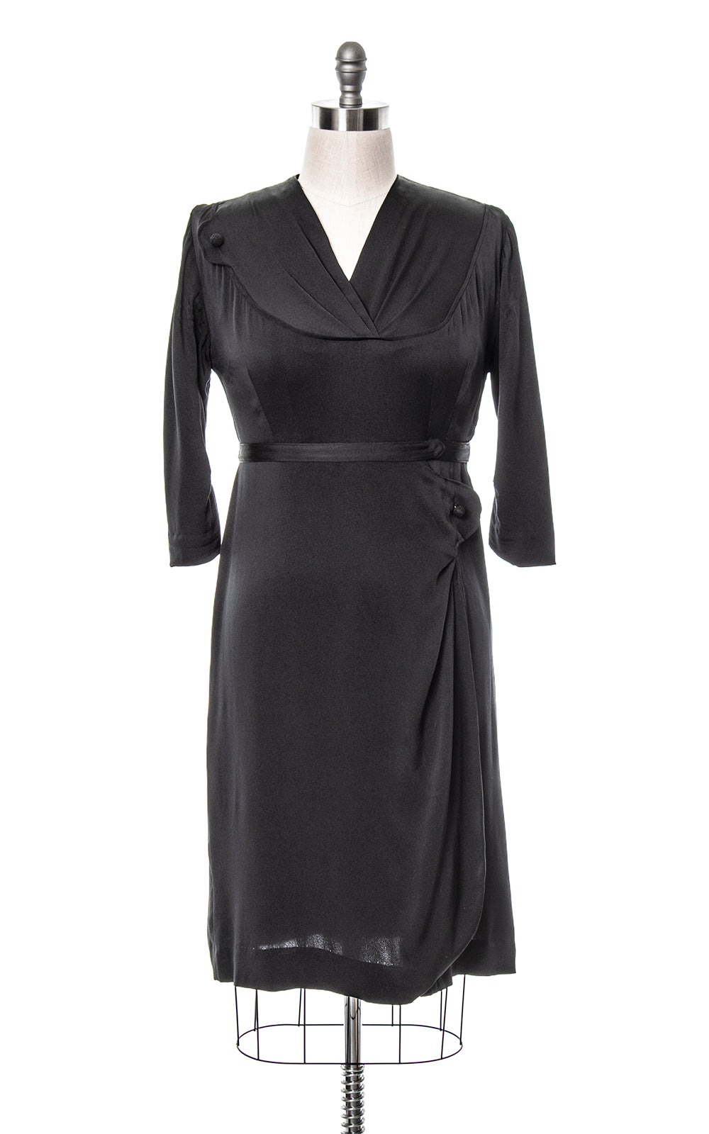 1930s Black Silk Faille Dress | medium/large 1930s Black Silk Faille Dress | medium/large
