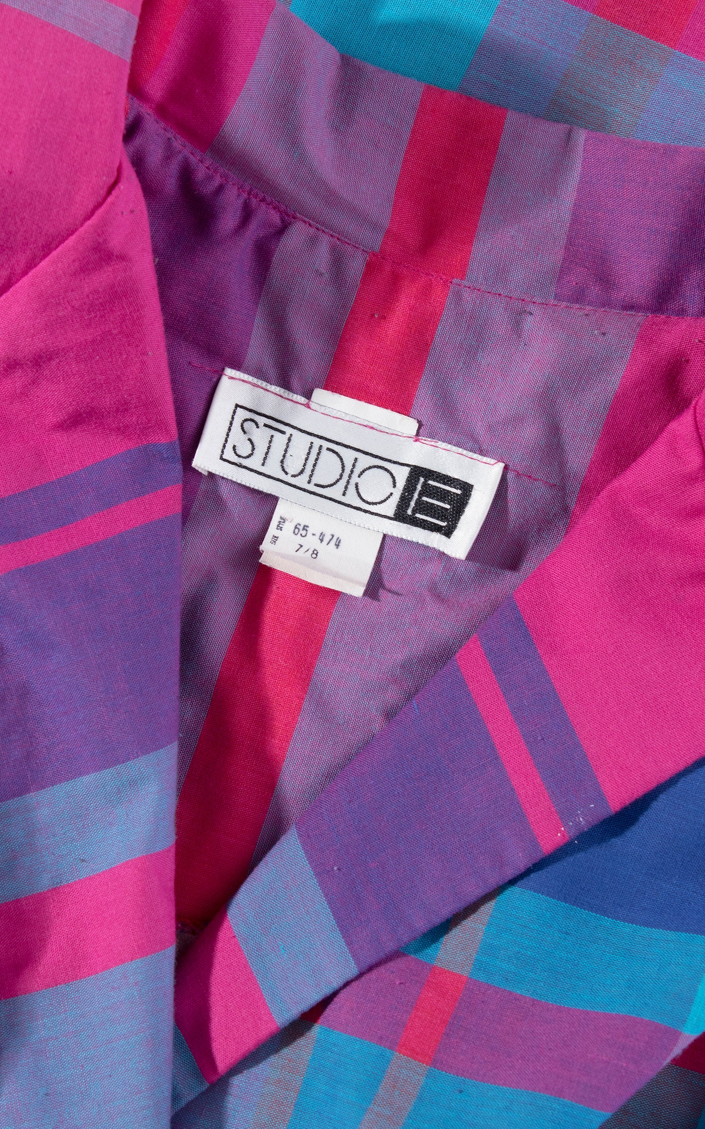 Vintage 80s 1980s does 1950s Style Pink Blue Plaid Cotton Day Dress Birthday Life Vintage