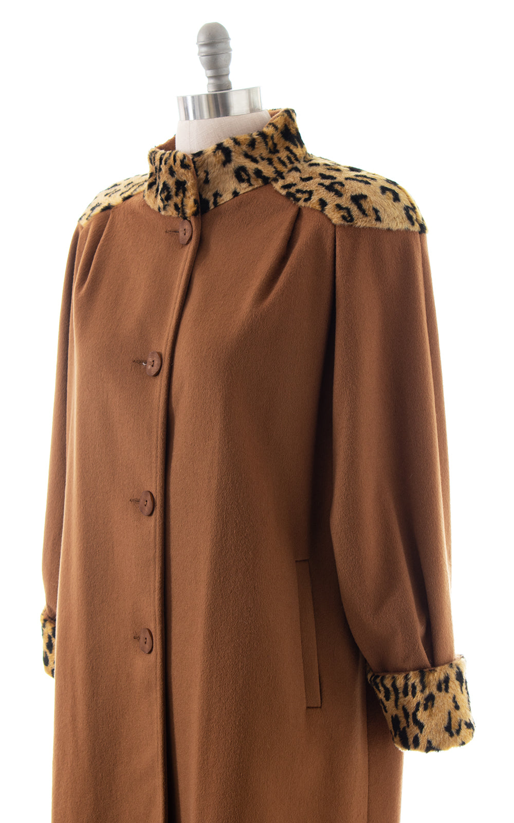 1980s does 1940s Leopard Faux Fur & Wool Coat | medium/large
