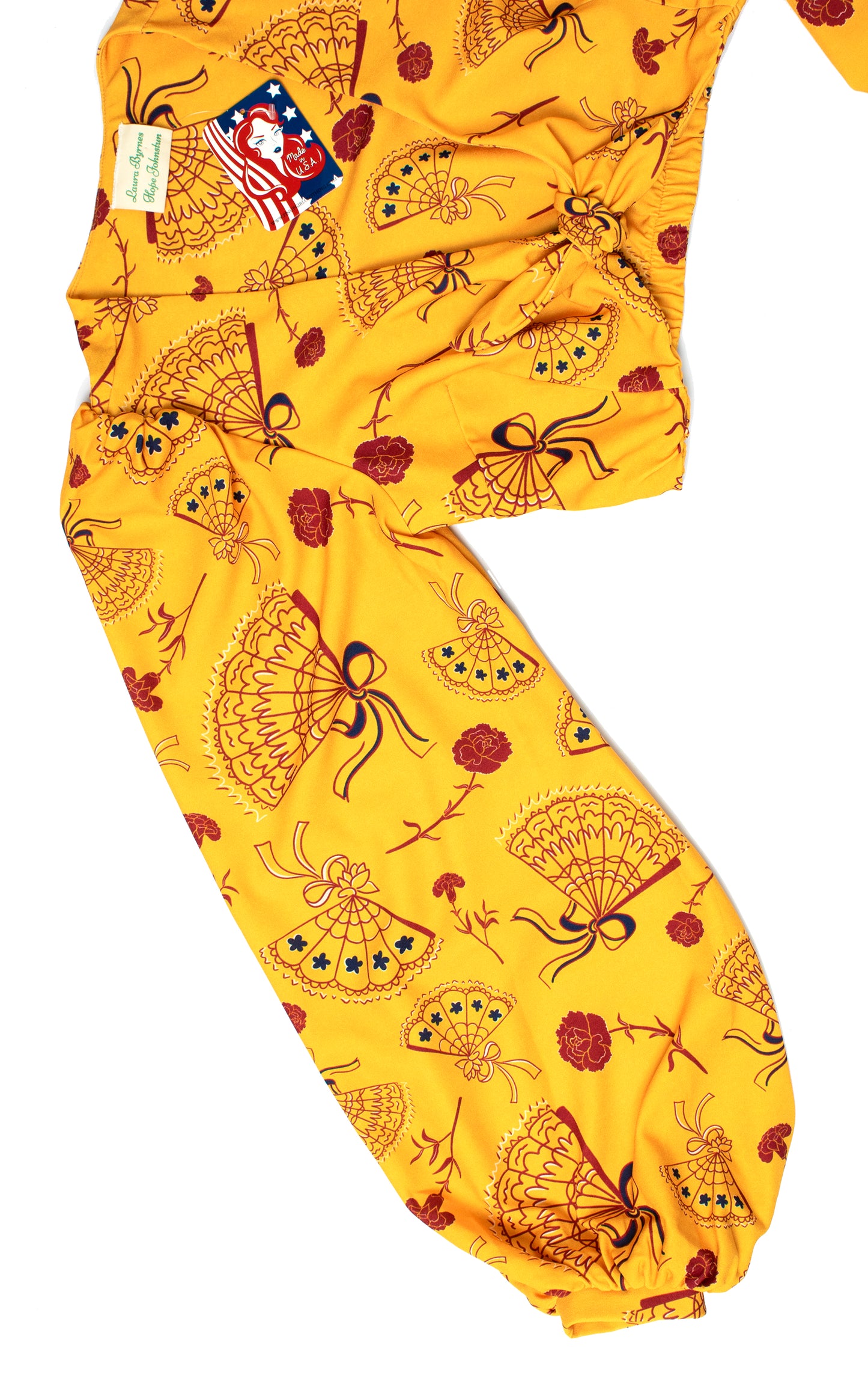 1940s 40s 1930s 30s Vintage Style Deadstock LAURA BYRNES Pin Up Girl Novelty Print Cropped Bishop Sleeve Blouse | small | Birthday Life Vintage