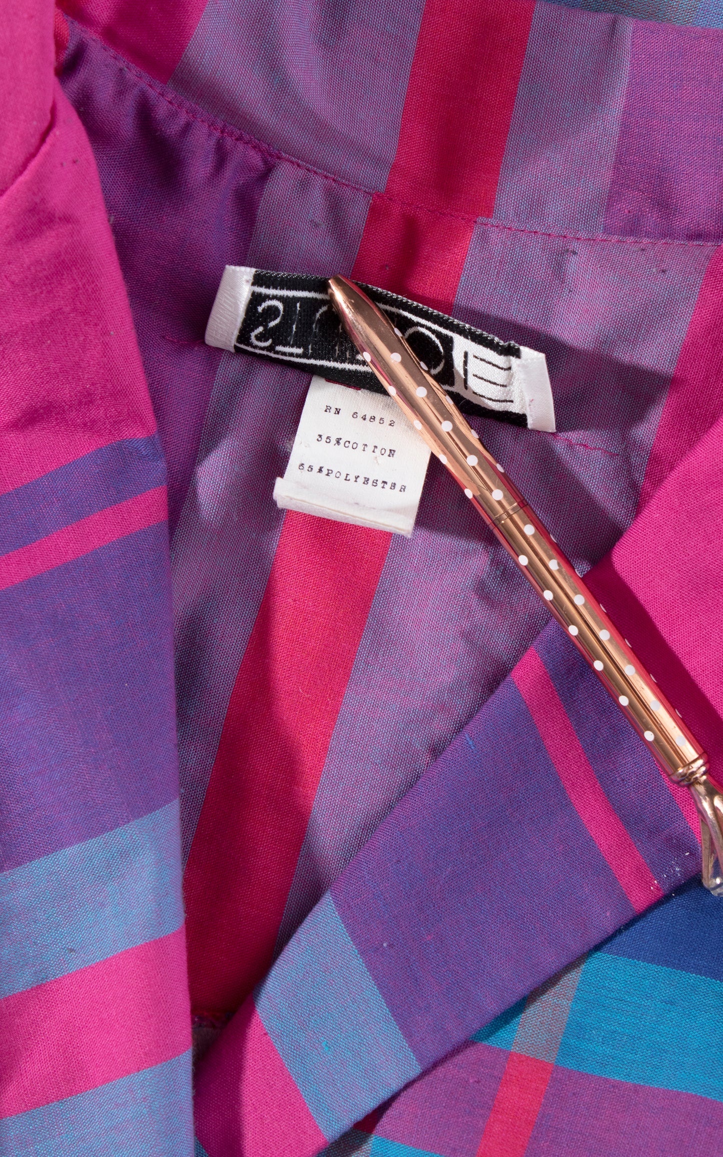 Vintage 80s 1980s does 1950s Style Pink Blue Plaid Cotton Day Dress Birthday Life Vintage