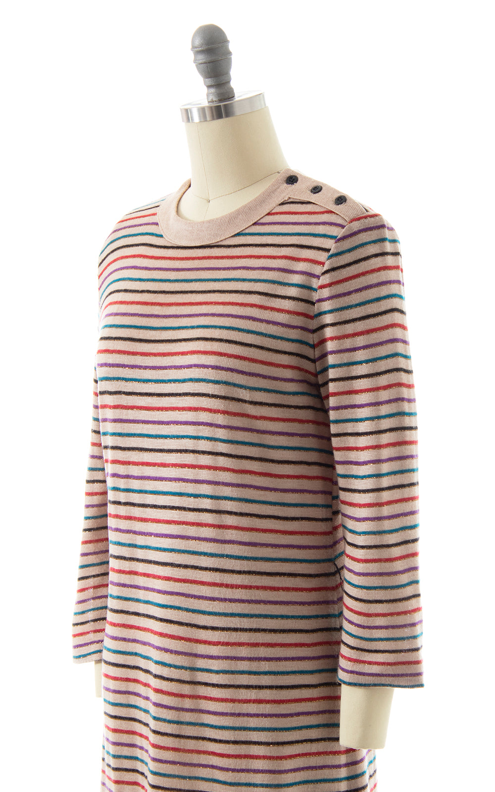 1970s Metallic Striped Sweater Dress | x-small/small