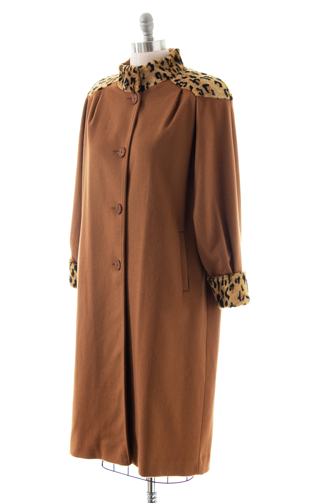 1980s does 1940s Leopard Faux Fur & Wool Coat | medium/large