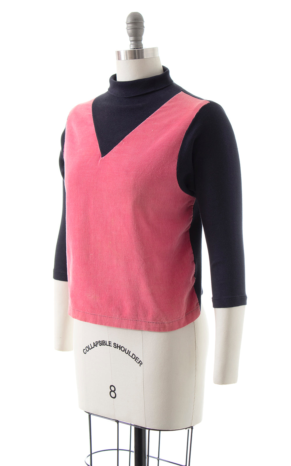 1950s Corduroy & Jersey Turtleneck Top | small/medium