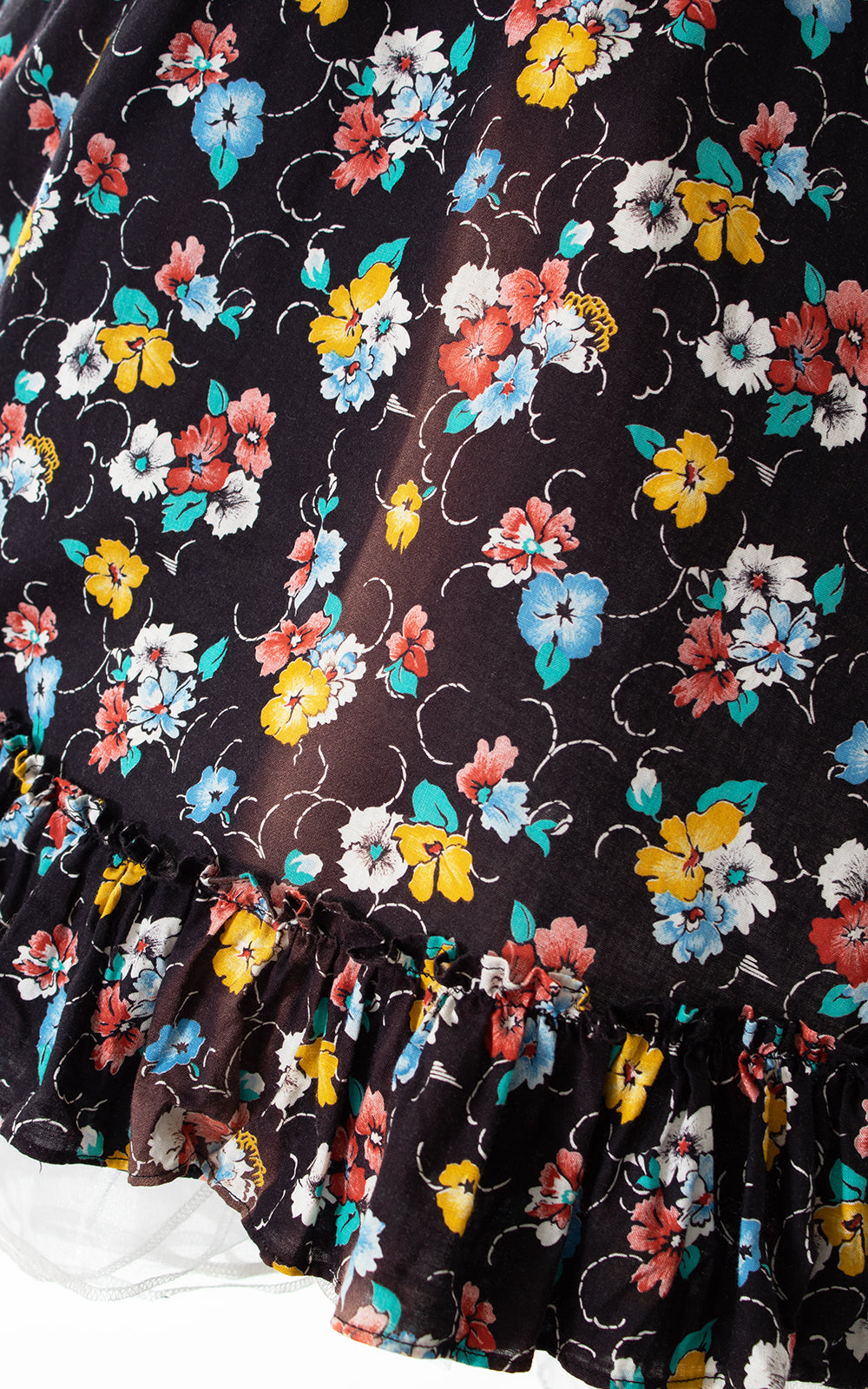 1960s Floral Ruffled Circle Skirt Sundress | small