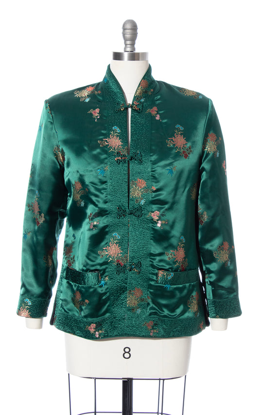 Vintage 60s 1960s REVERSIBLE Floral Satin Jacquard Asian Jacket BirthdayLifeVintage