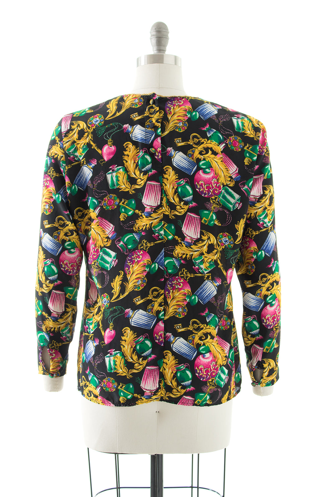1980s Perfume & Gems Novelty Print Blouse BirthdayLifeVintage