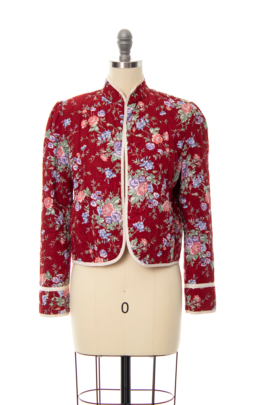 Vintage 1970s Quilted Floral Cotton Jacket x-small small Birthday Life Vintage