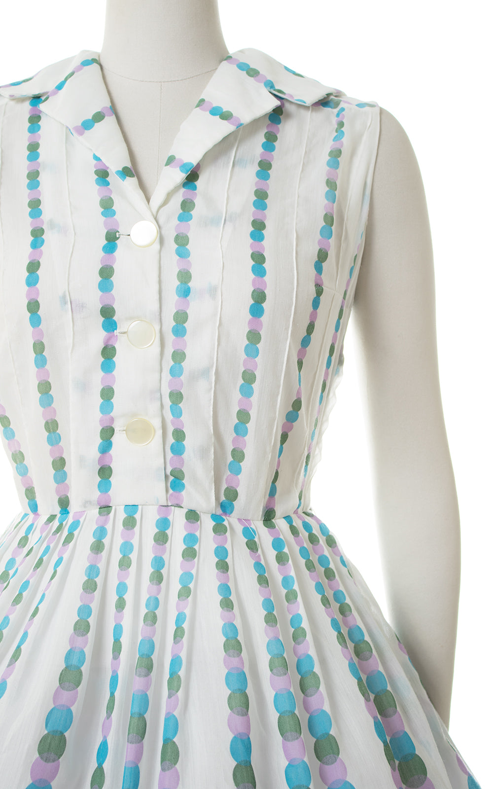 1950s Graduated Polka Dot Shirtwaist Sundress