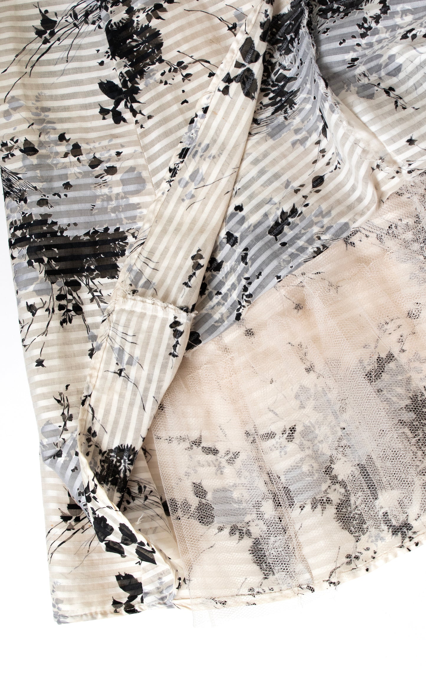 Vintage 50s 1950s Foliage Printed Cotton Full Swing Skirt High Waisted Tulle Petticoat BirthdayLifeVintage