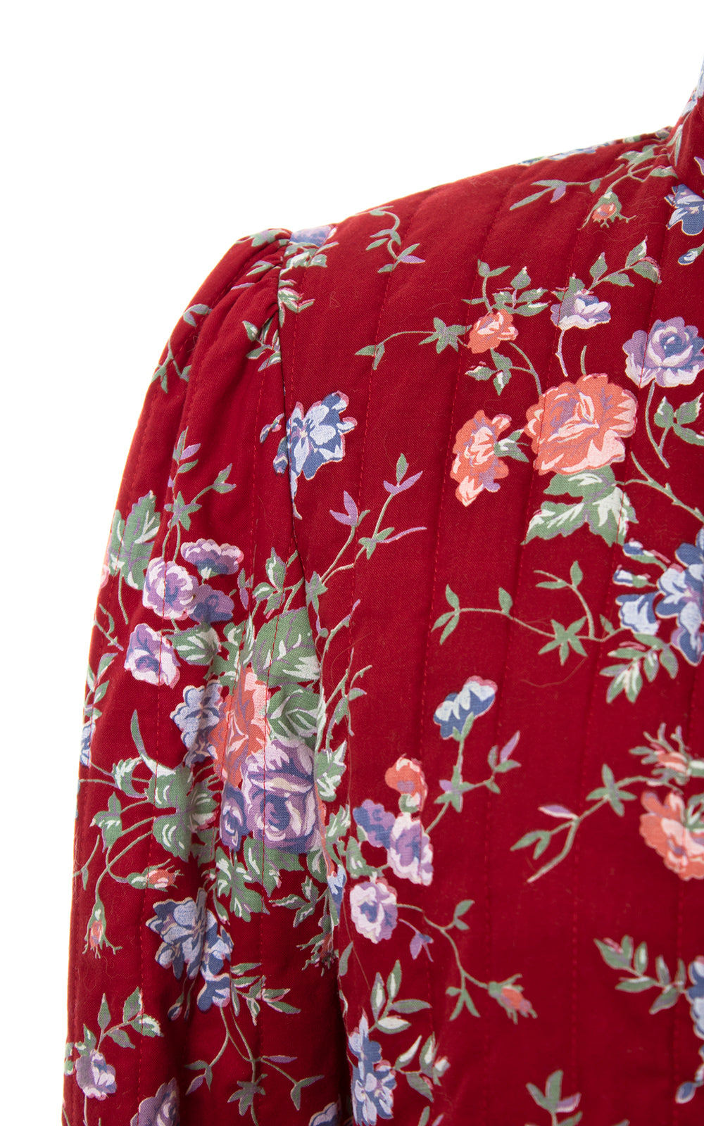 Vintage 1970s Quilted Floral Cotton Jacket x-small small Birthday Life Vintage