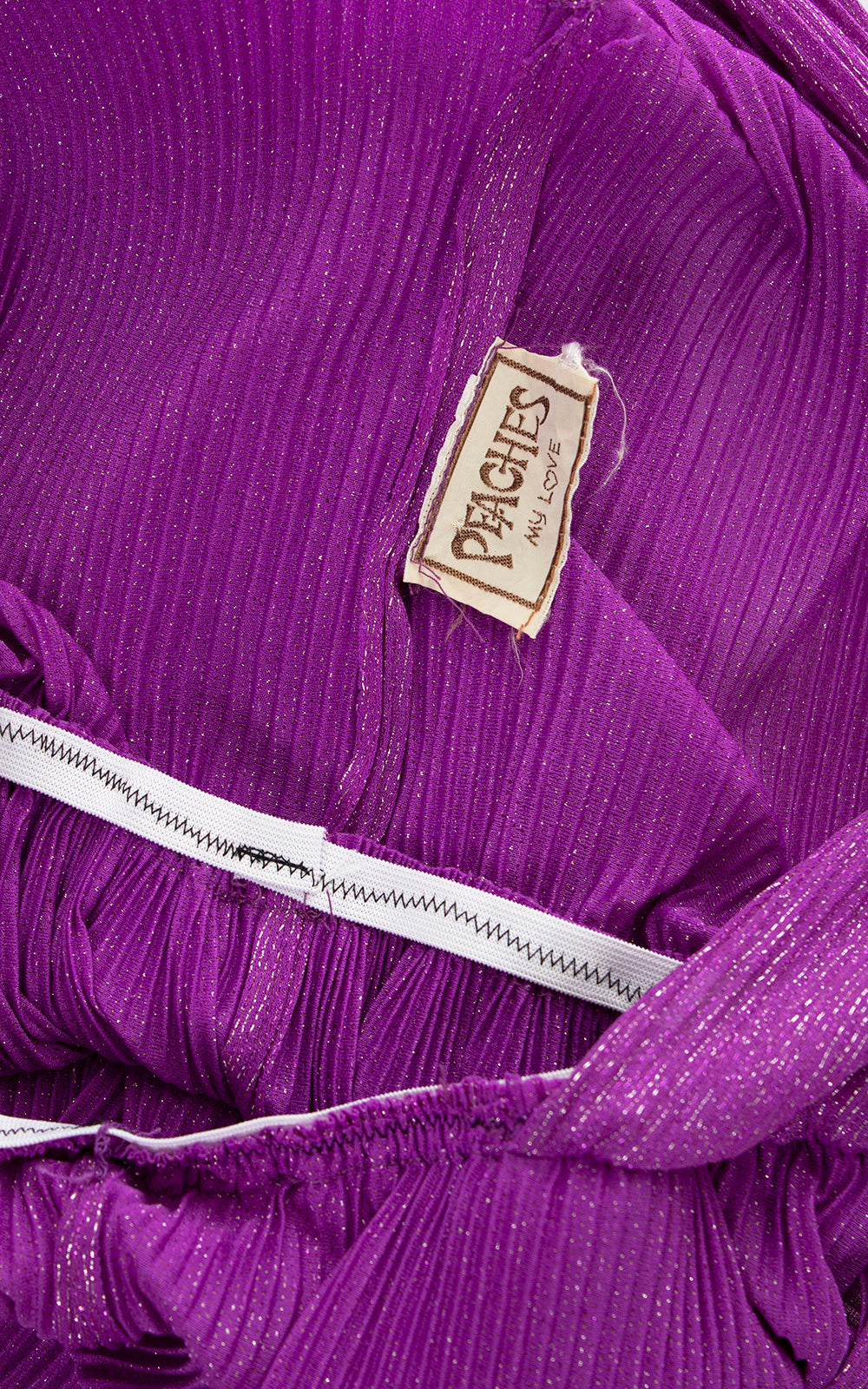 1970s Metallic Purple Plissé Dress | x-small/small/medium