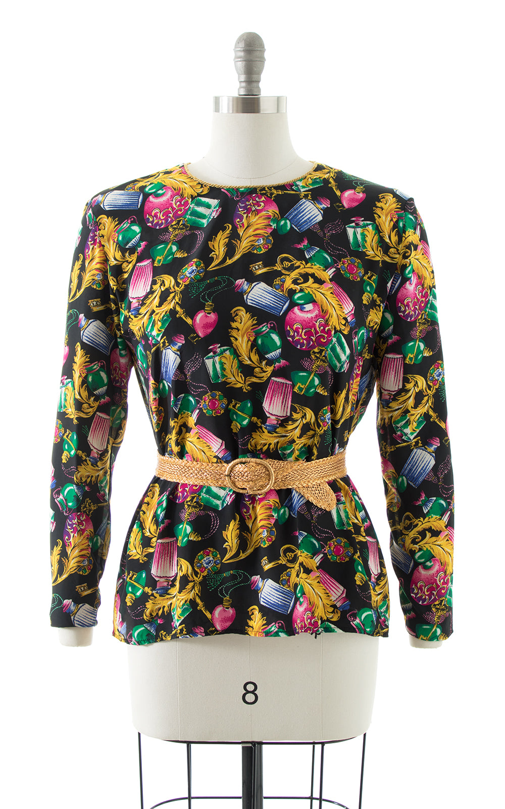 1980s Perfume & Gems Novelty Print Blouse BirthdayLifeVintage
