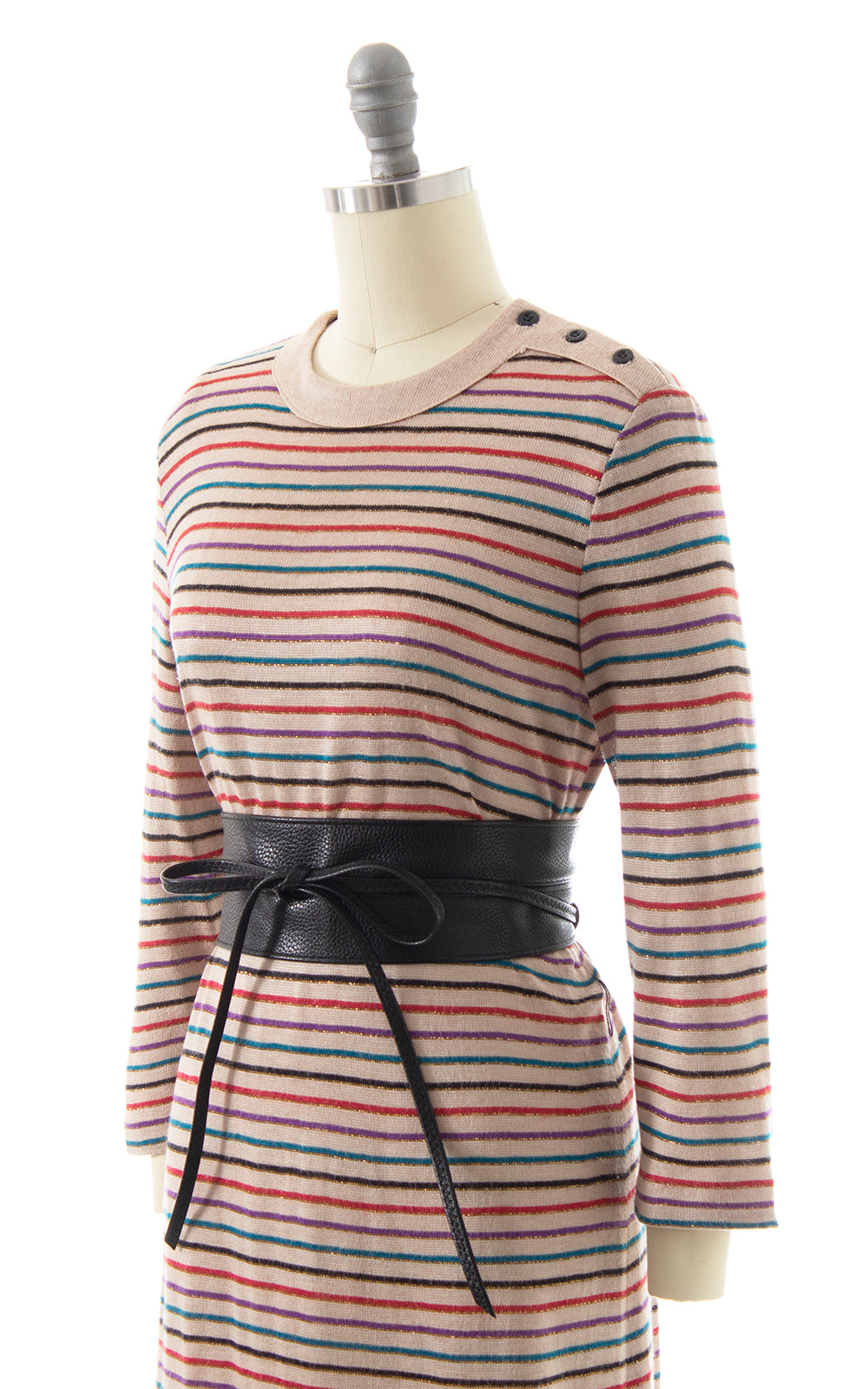 1970s Metallic Striped Sweater Dress | x-small/small