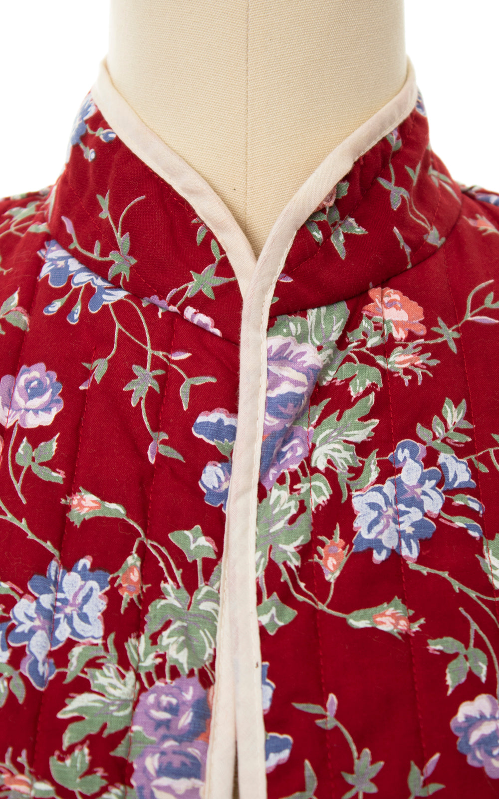 Vintage 1970s Quilted Floral Cotton Jacket x-small small Birthday Life Vintage